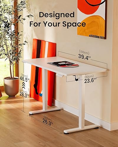 Miniatura 3 de Ergear Height Adjustable Electric Standing Desk, 40 x 24 Inches Sit Stand up Desk, Memory Computer Home Office Desk (White)