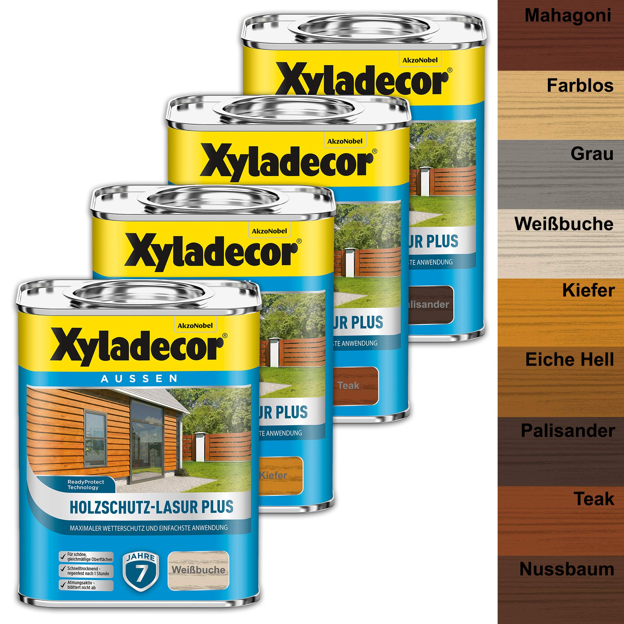 Xyladecor Holzschutz-Lasur Plus, Grau, 4 l