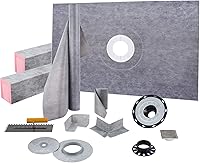 Vista 6 de VEVOR Kit de Bordillo para Ducha, 38"x60" Revestimiento de Bordillo para Ducha Impermeable con Brida de Unión Desplazada de ABS de 4", Rejilla
