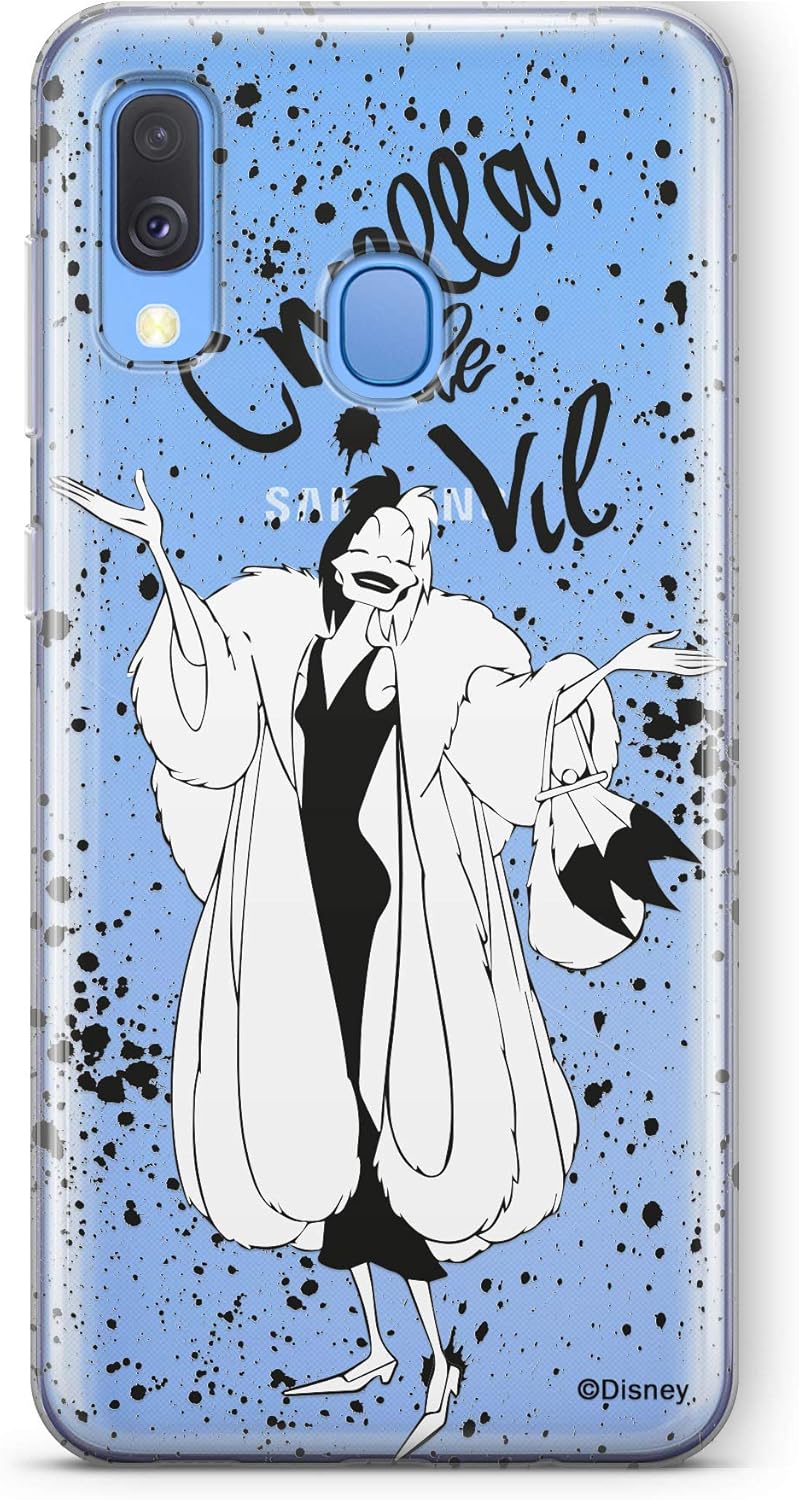 ERT GROUP Original Disney Villains TPU Case for Samsung Galaxy A40, Liquid Silicone Cover, Flexible and Slim, Protective for Screen, Shockproof and Anti-Scratch Phone Case Transparent