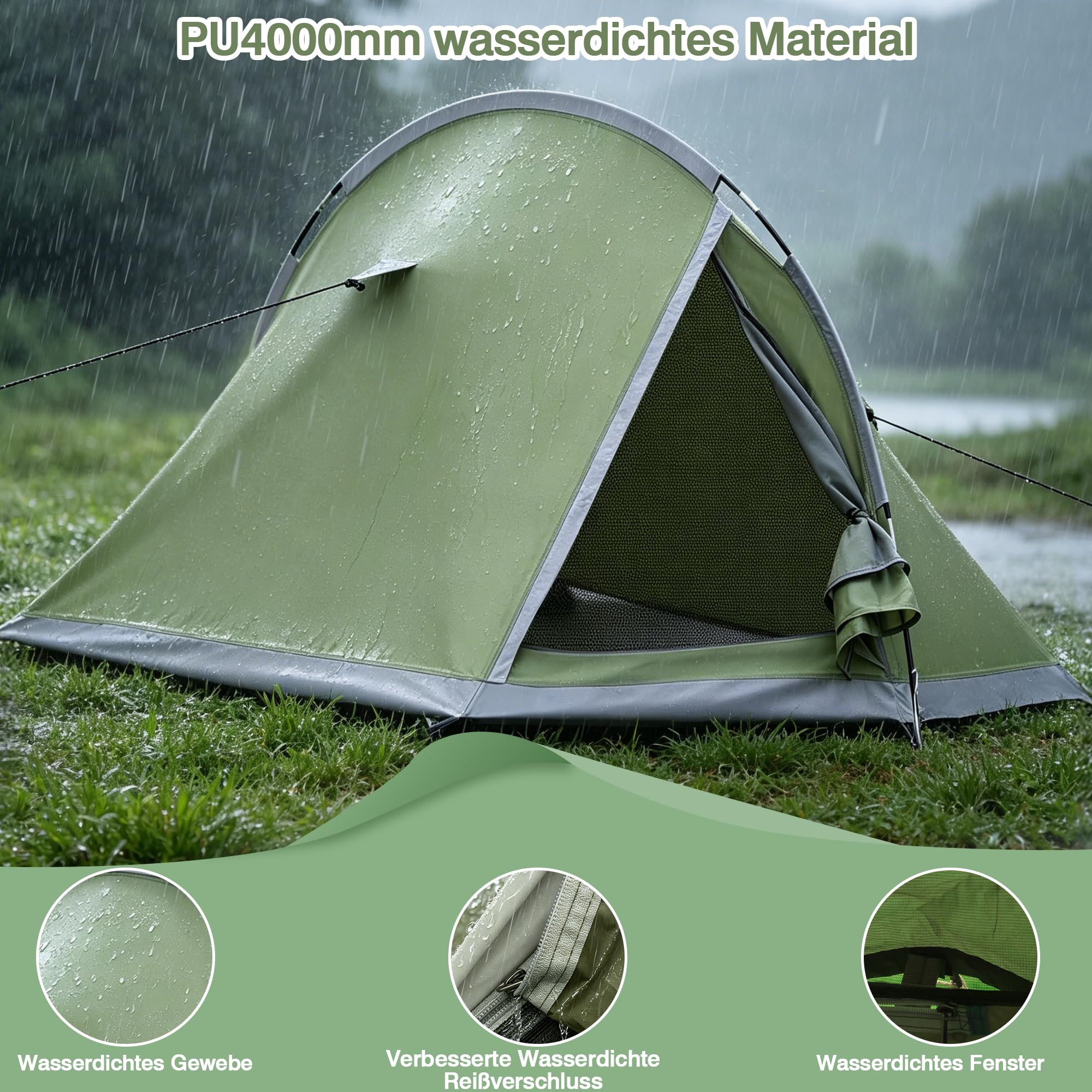 Zelt 2 Personen,Camping Zelt mit Moskitonetz Wasserdicht Kuppelzelt Ultraleicht Zelte Kleinem Packmaß Familienzelt Camping Tent Für Trekking
