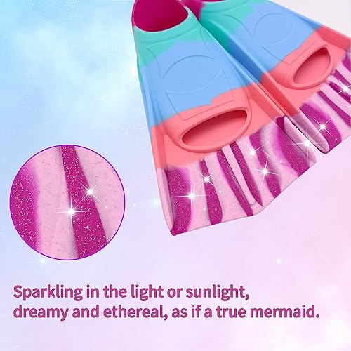 Miniatura 203 de Aletas de natación para niños, aletas cortas para niños y jóvenes, aletas de natación para entrenamiento de natación para niños, niñas, niños Azul,