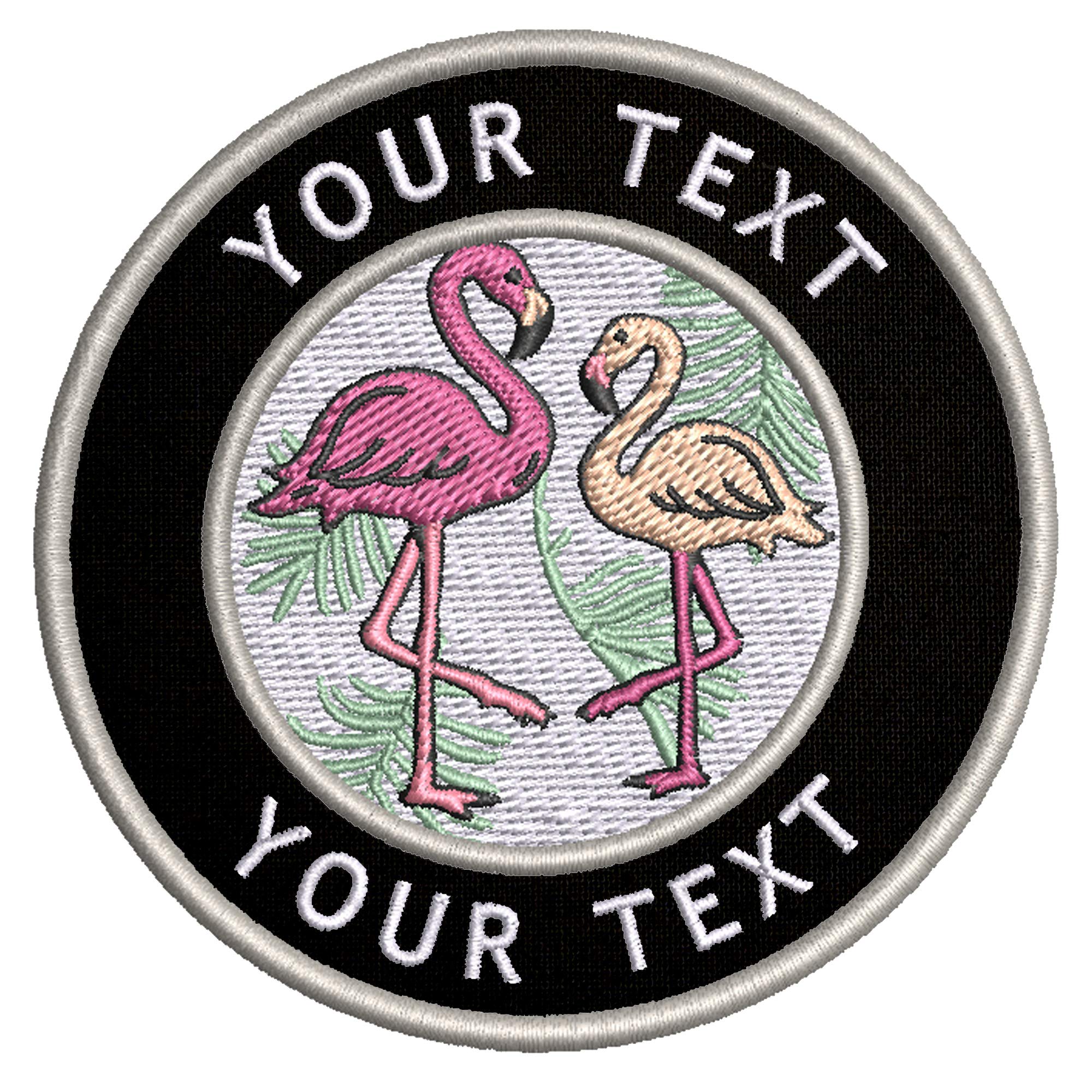 Custom Your Text Two Flamingos Embroidered Patch DIY Iron or Sew-on Decorative Clothing Embroidery Badge Emblem Souvenir Applique - Explore & Wander More - Seek Adventure - Vacation Travels