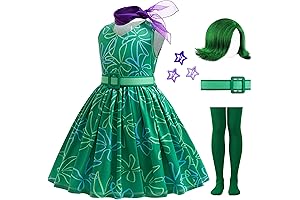 Girls Green Costume Cosplay Dress up Halloween Outfits with Wig