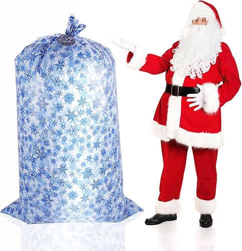 ysmile Gaint Bolsa de regalo de Navidad, bolsa de plástico jumbo para Navidad, bolsa de regalo de Navidad de gran tamaño de 60 pulgadas, extra