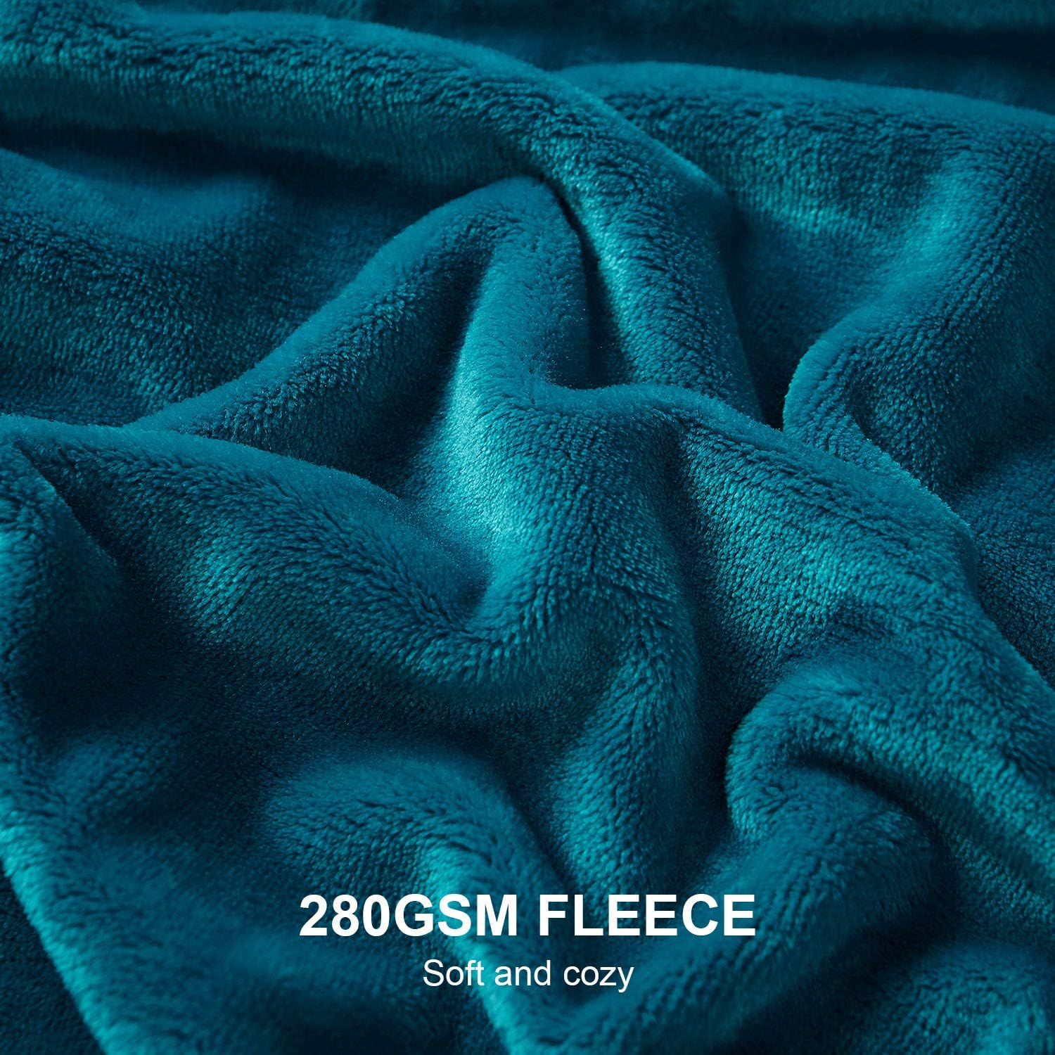 Hansleep Fleece Queen Blanket for Bed Fleece Teal, Queen Size Super Soft Flannel Fuzzy Plush Cozy Blanket for All Seasons, Teal, Queen 90x90 Inches - Image 2