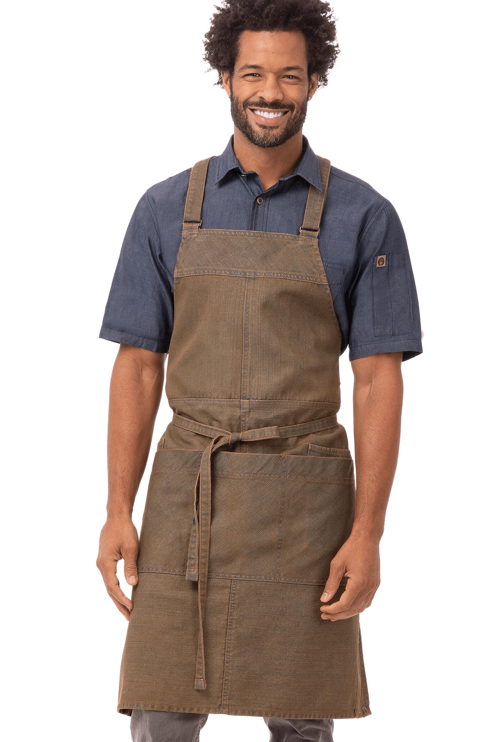 Chef Works Unisex's Abx01btp0 Work Utility Apron, Blue/Taupe, One Size