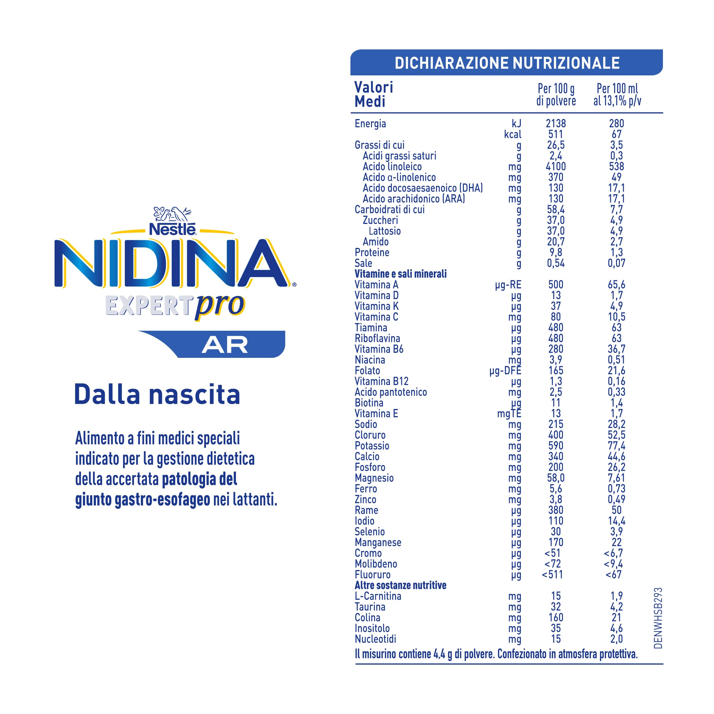 NIDINA EXPERT Pro AR Alimento a fini Medici Speciali in polvere, Latta 800g