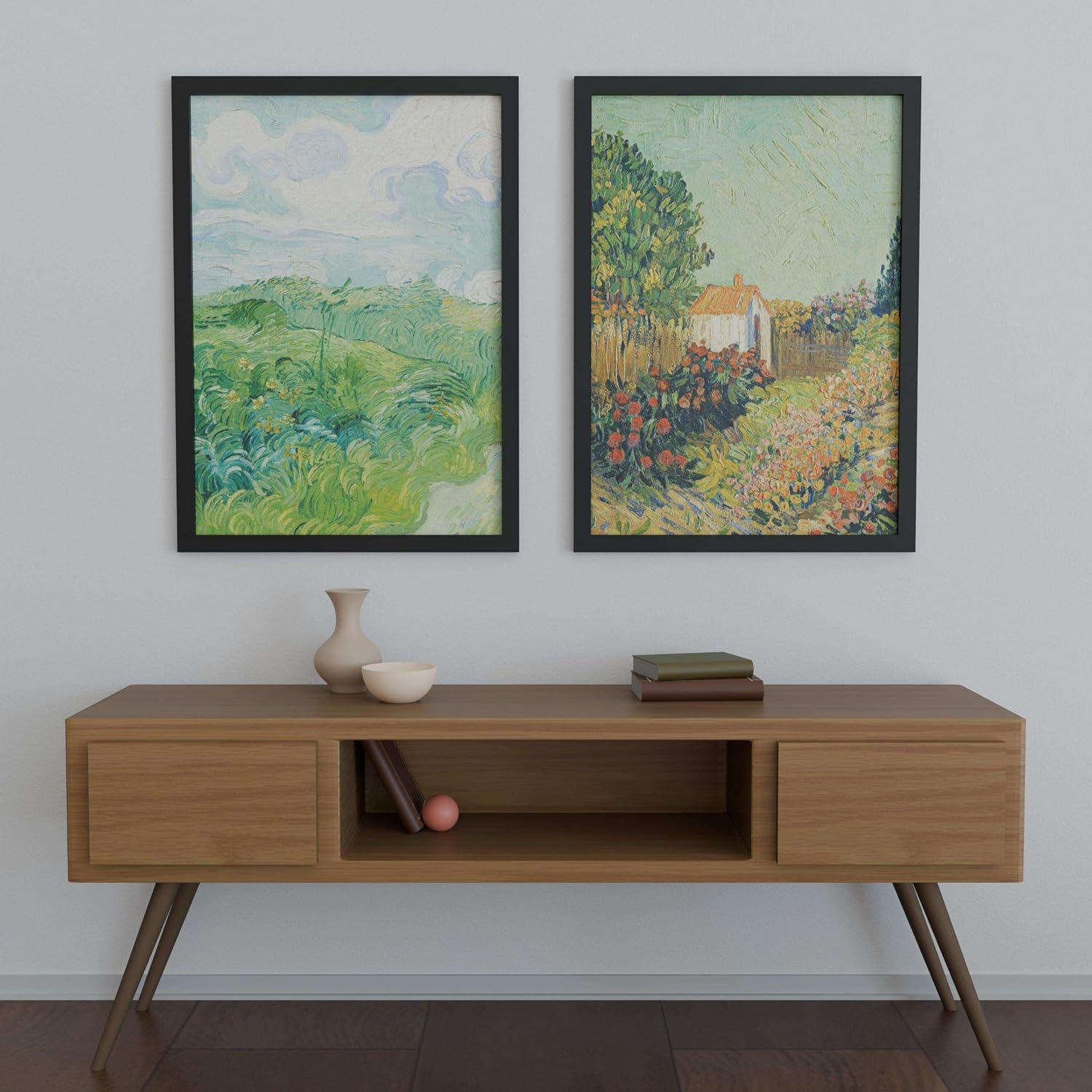 Frame Amo 27x38 Black Solid Wood Poster Frame, White Mat for 20x30 Image, Tempered Glass Front, 1.5 inch Wide, 1 inch Thick, High-End, Heavy-Duty, Gallery Grade & Acid-Free