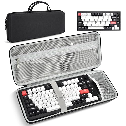 75% 84-Key Keyboard Case, Hard Travel Carrying Case Bag for Aula F75 Pro 75% Keyboard, Compatible with Redragon K673 PRO, Keychron K2 Version 2/K2/Q1/V1, ASUS ROG Azoth 75% Keyboard Protector, Black - 75% Keyboard