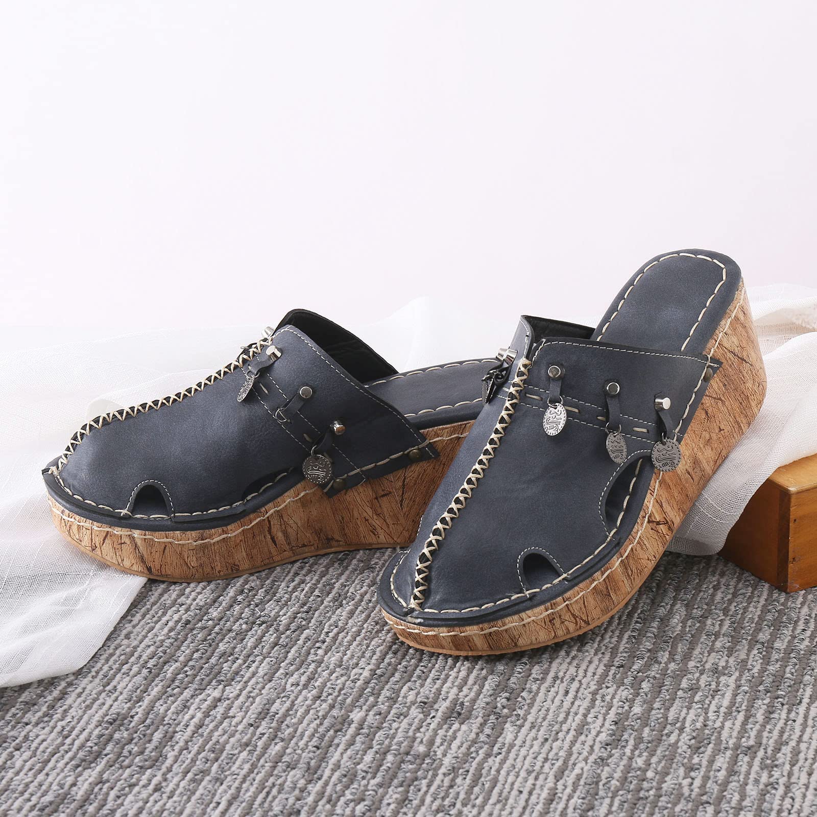 Ciabatte Donna Estate Zeppe Traspirante On Punta Sandali Pantofole Comode Scarpe Da Spiaggia In Blue Ciabatta Elegante Estive Eleganti Plastica 35 Ortopediche Con Plateau Sneakers Estiva