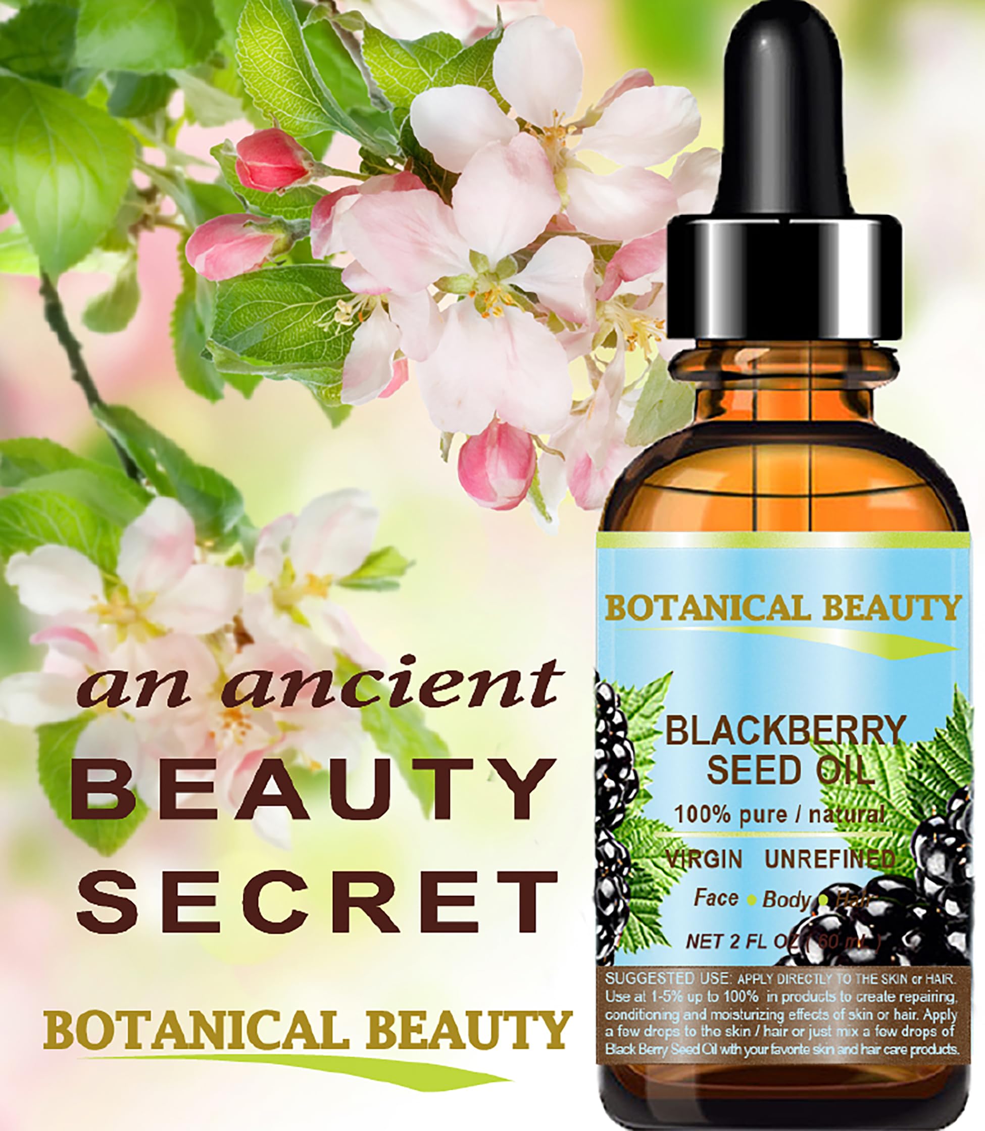 Botanical Beauty 100% Pure Blackberry Seed Oil, Cold Pressed Carrier Oil