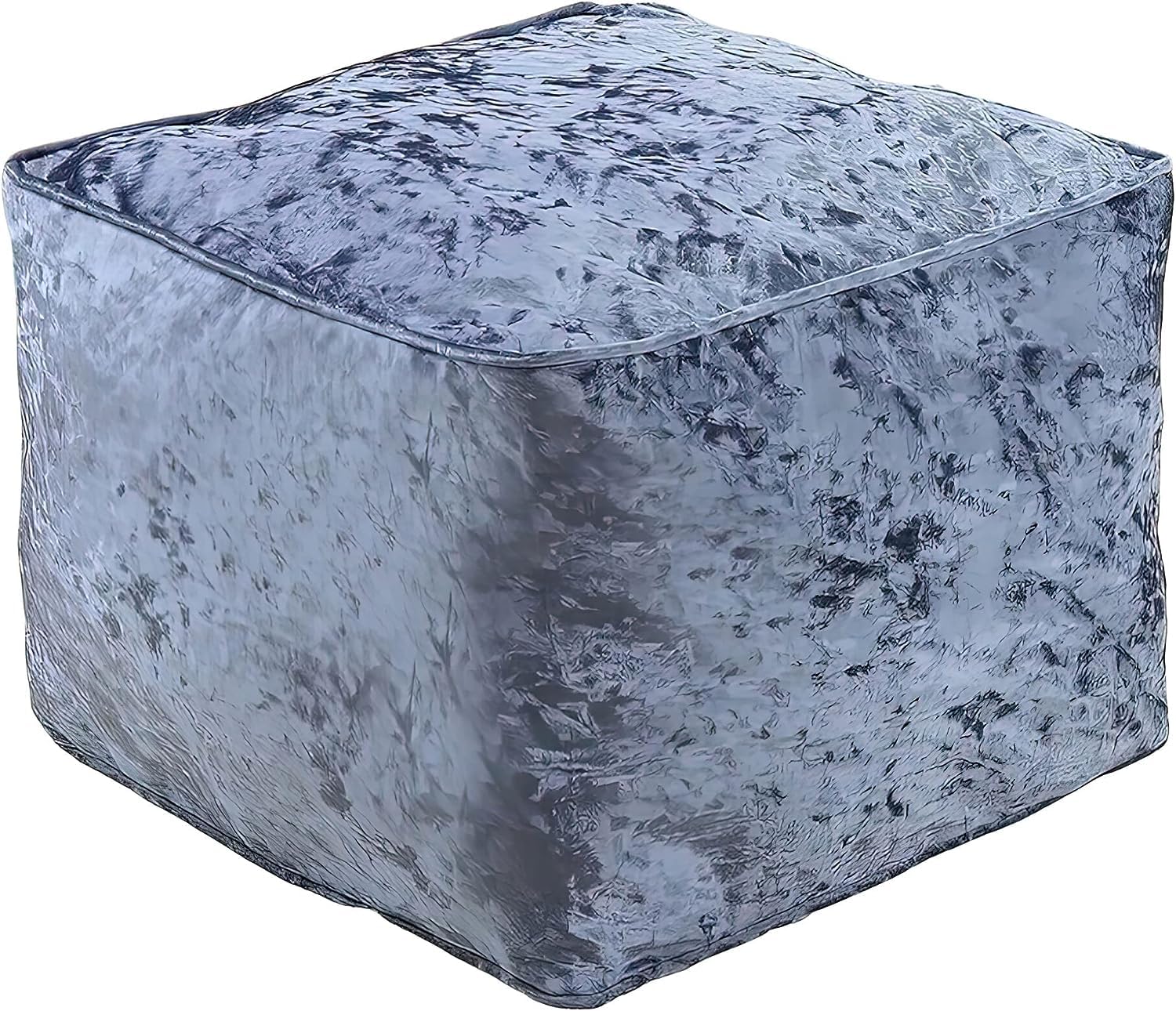 Crush Velvet Square Shape Ottoman Bean Bags Indoor Seating Foot Rest Footstools Stool Pouffe 40cm x 40cm (Gray)