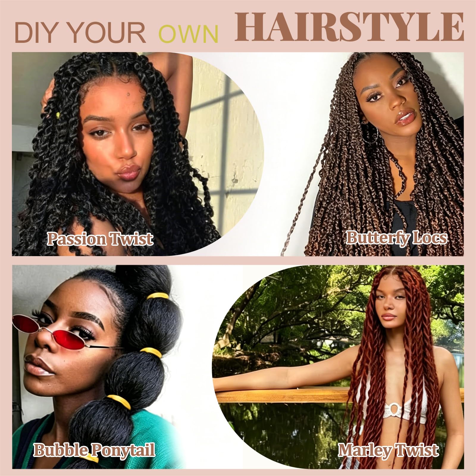 LPARMJIT Sprężyste Afro Kinky Twist Warkocze do tkania włosów Pre-Fluffed Afro Twist Przedłużenia włosów (30#, 25 cm (opakowanie 8))
