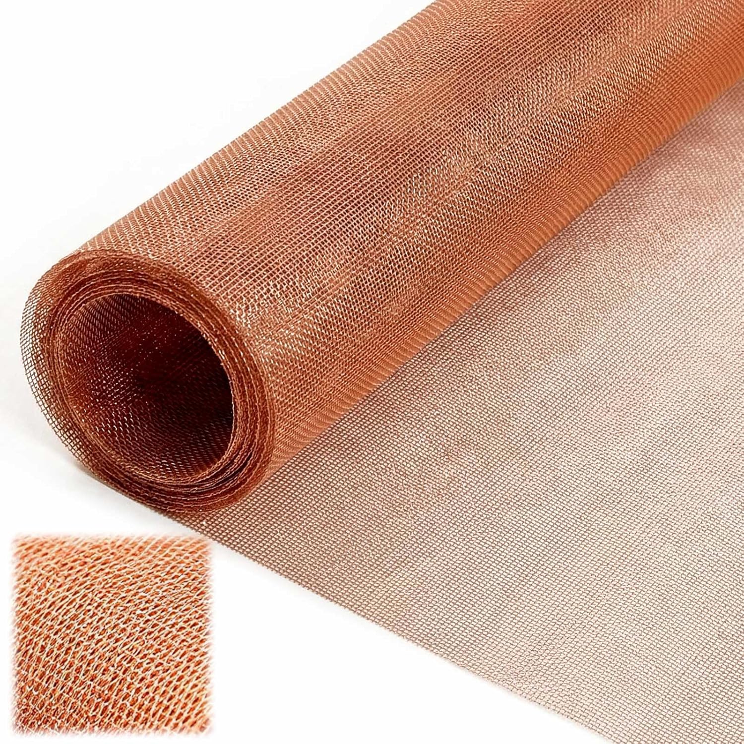 Zonon 36 Inch x 12 ft 16x16 Mesh Copper Mesh Screen 99.9% Pure Copper Roll Wire Fabric 0.27mm Wire Diameter Conductive Metal Dense Filter Screen Woven for Lab Faraday Cage Rodent Control Window Craft 36" x 12' Pure copper