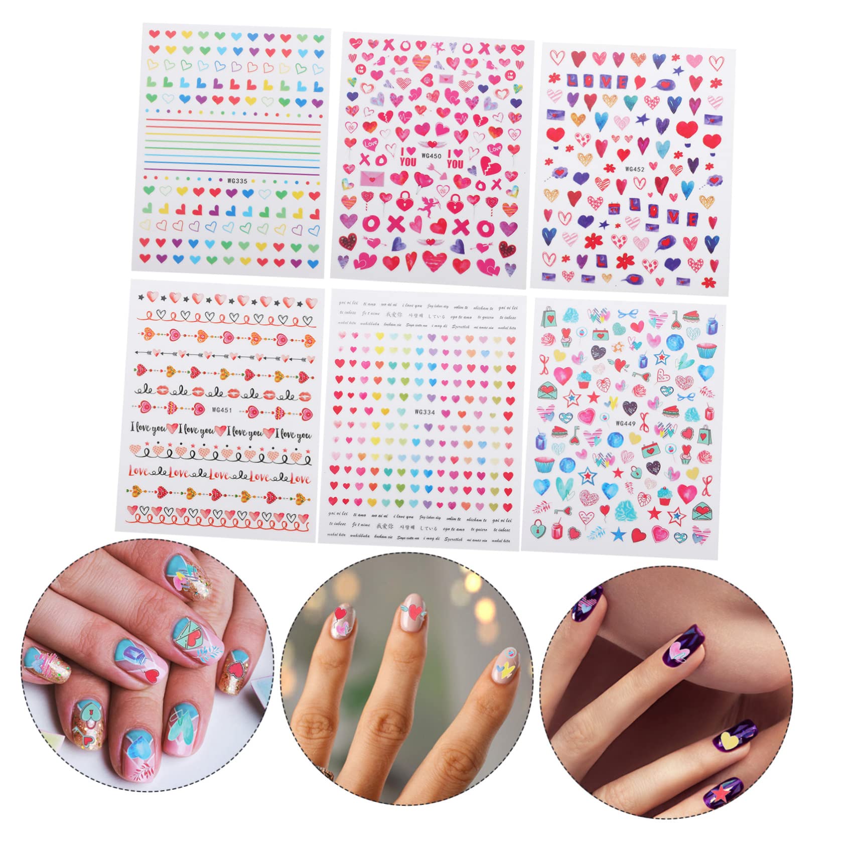 ABOOFAN Juego De 3 Calcomanías Para Uñas Con Forma De Corazón Para Labios Y Labios De San Valentín Para Uso Doméstico Y De Salón 12 Hojas X 3