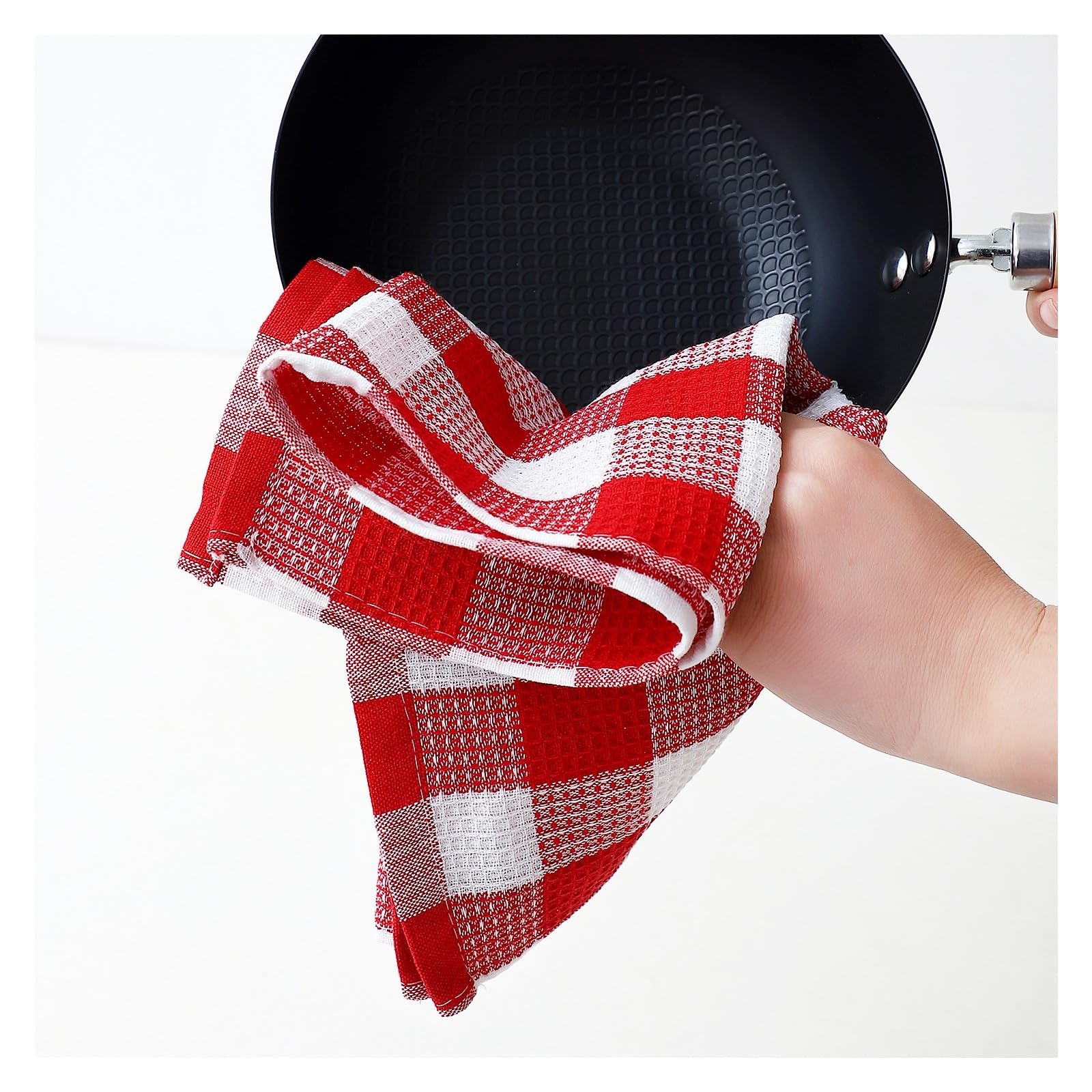 kitchen towels Strofinacci scozzesi con trama a nido d'ape | Strofinacci da cucina assorbenti Strofinaccio in cotone for asciugare e lavare i piatti(6Pcs)