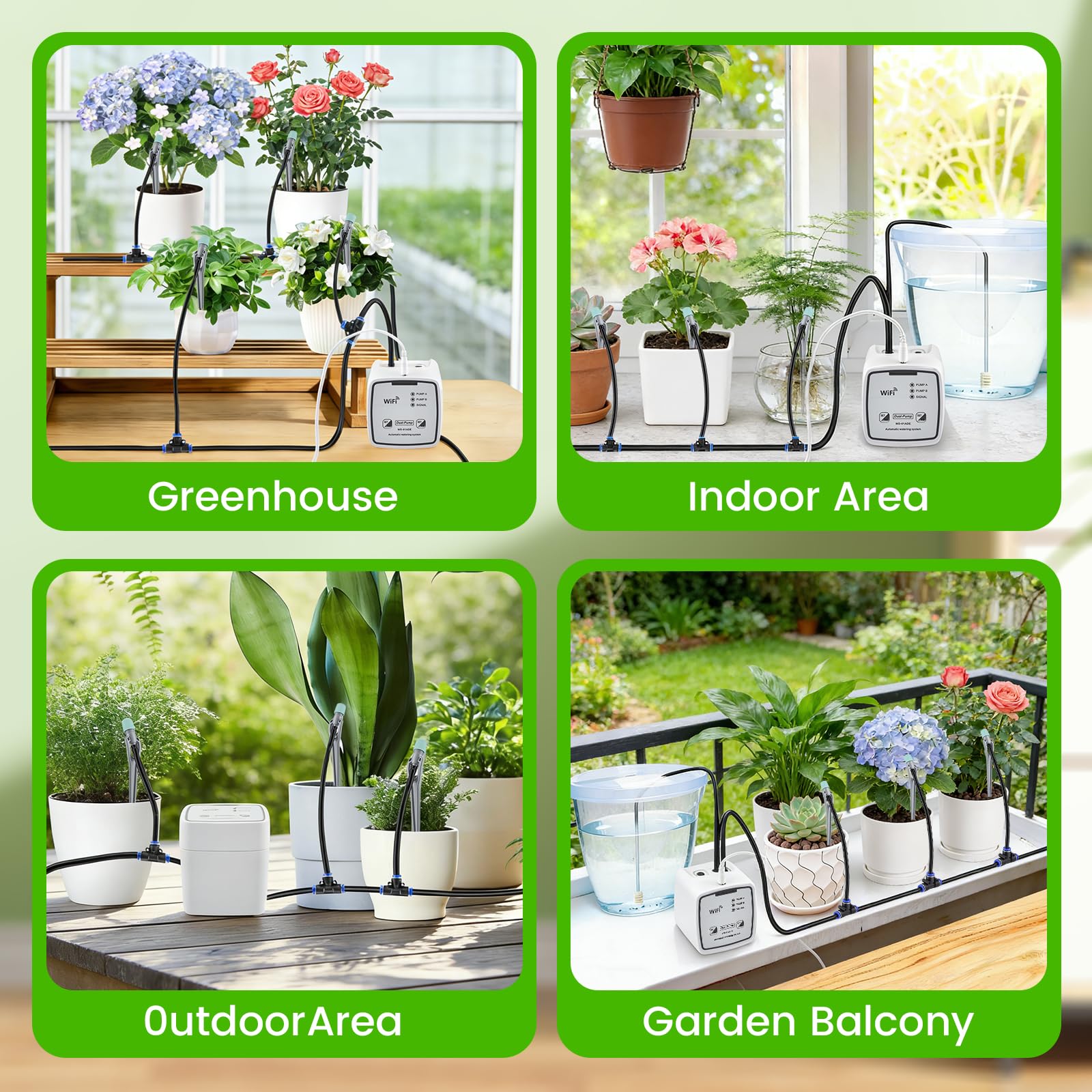 Système d'irrigation automatique WIFI - Quantité d'eau réglable - Kit d'irrigation goutte à goutte contrôlé par application - Arrosage automatique intérieur - Kit d'irrigation goutte à goutte pour