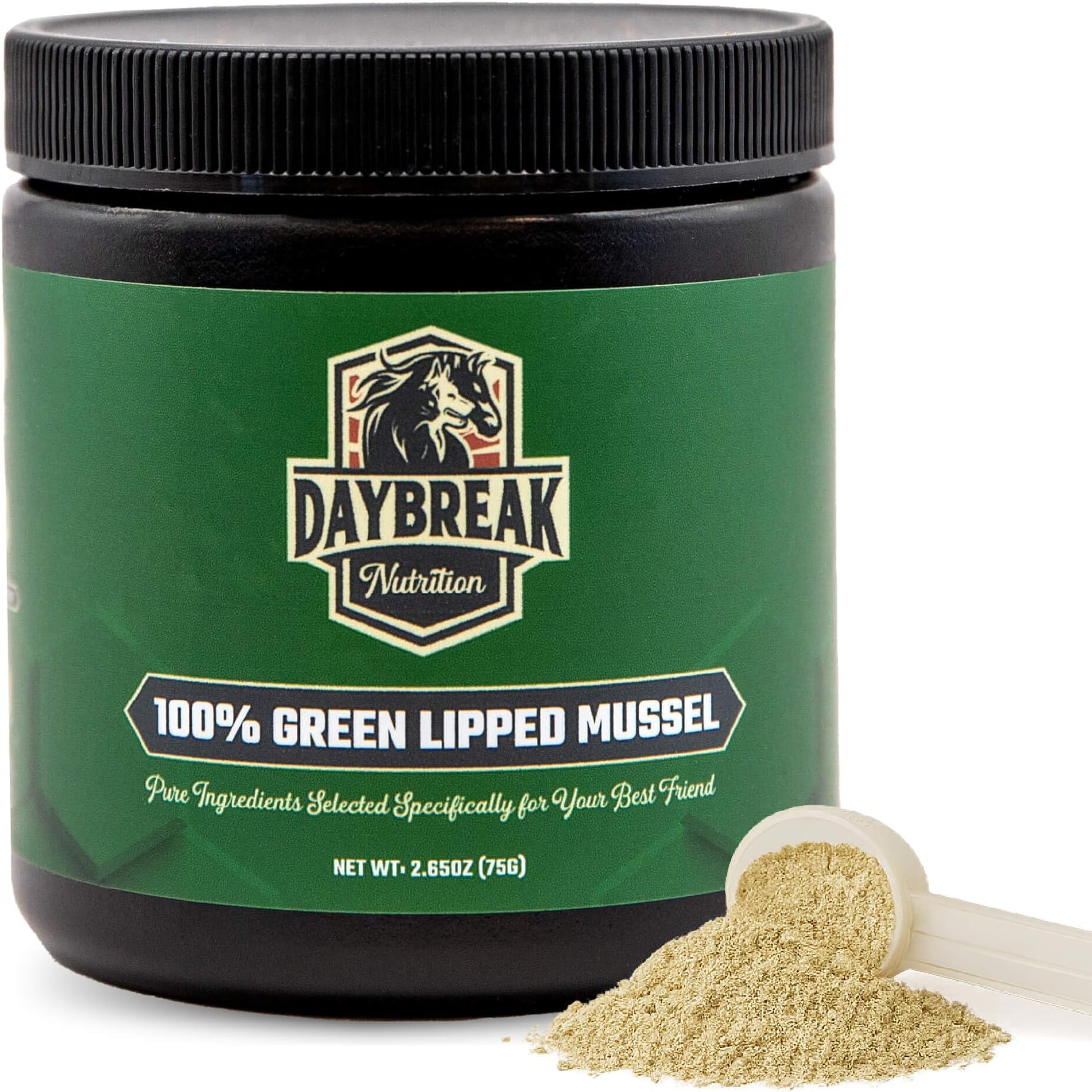Pure Green Lipped Mussel Powder for Dogs and Cats - 100% New Zealand Green Lipped Mussels - Anti Inflammatory Supplement & Vitamins to Help Your Pet Deal with Arthritis, Joint Pain Relief - 75 Grams