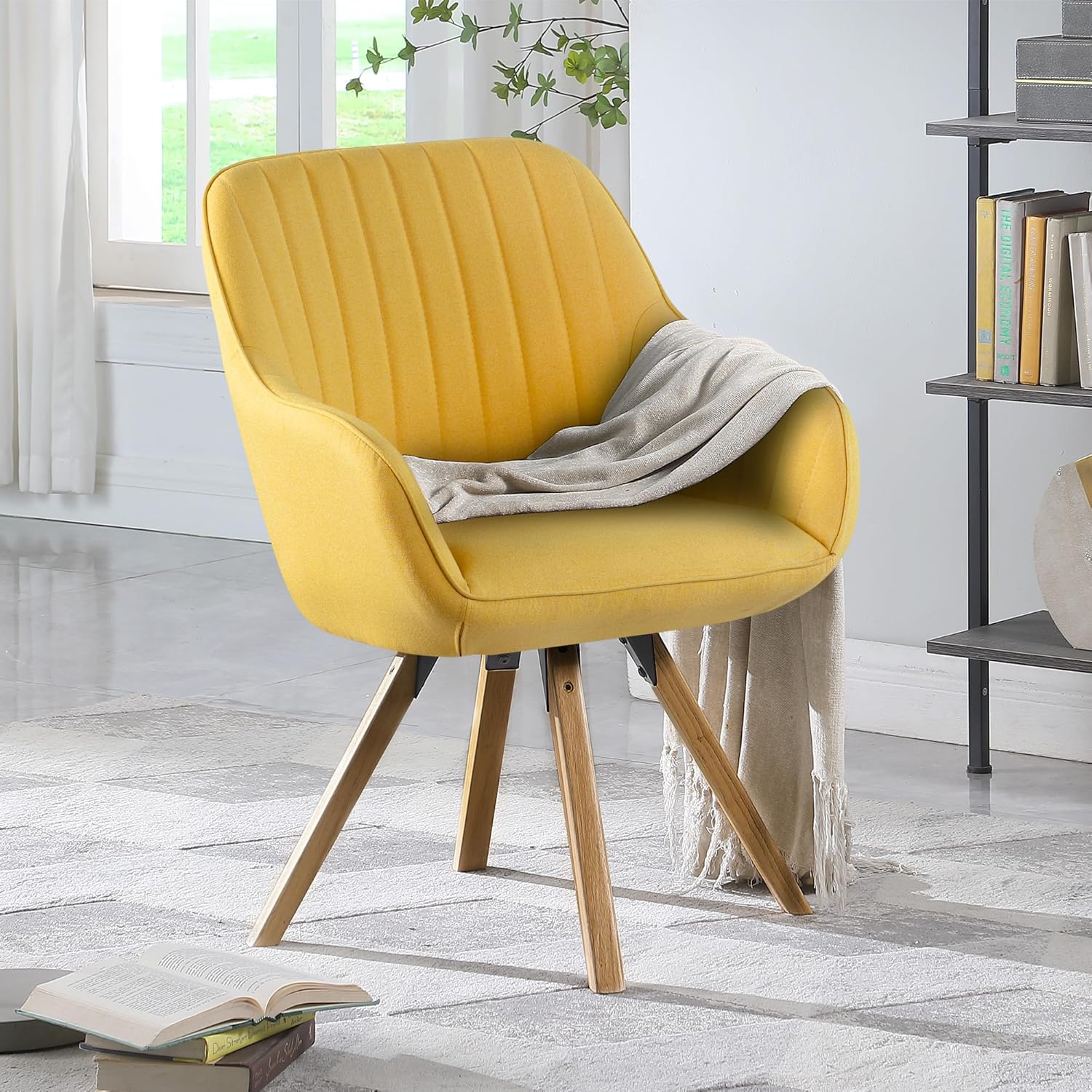 KithKasa Mid Century Modern Desk Chair No Wheels Swivel