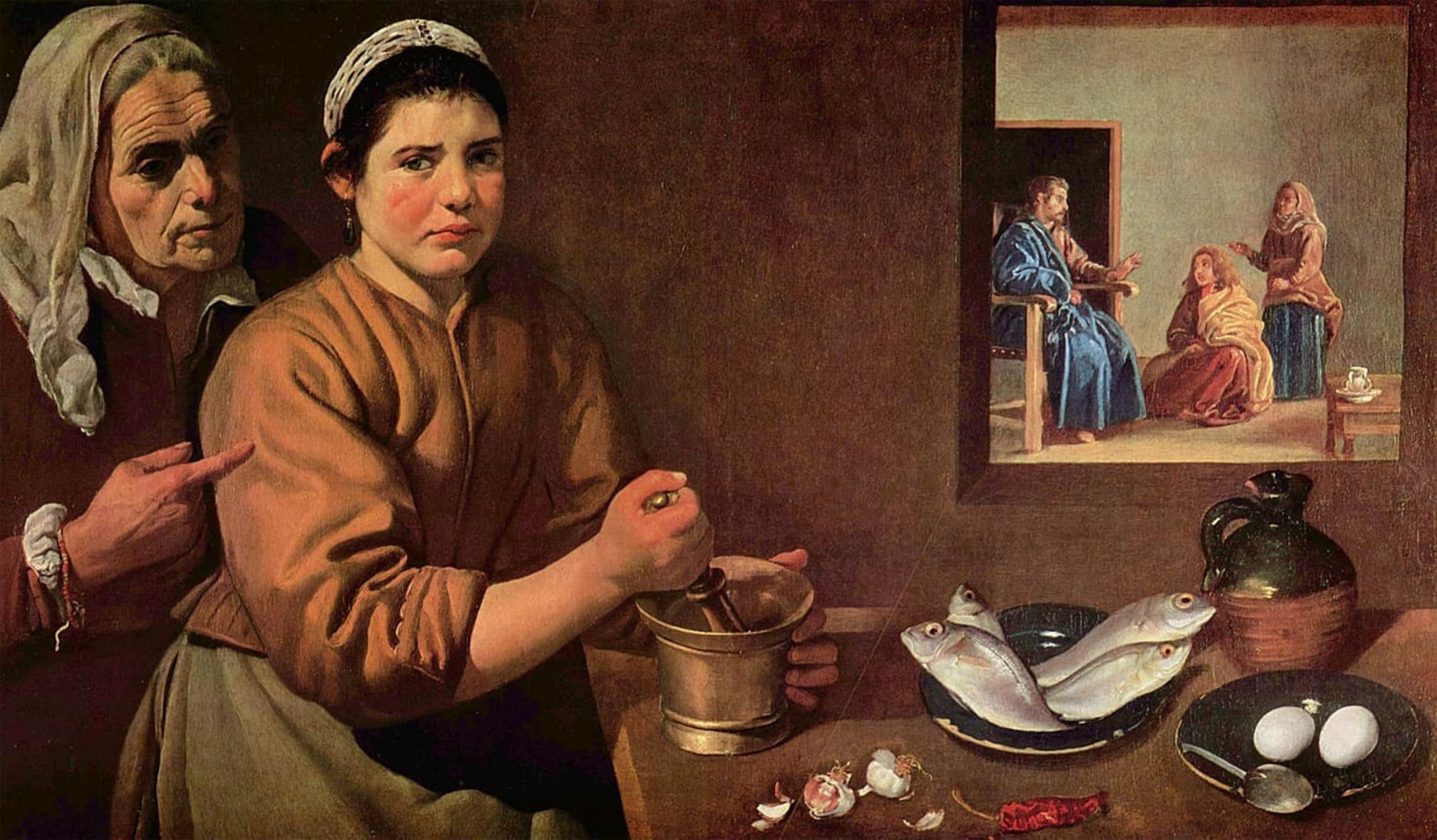 SERENDIPITP Vintage Wall Art Canvas Nordic Poster Canvas Print Picture Christ in the House of Martha and Mary by Diego Velázquez Wall Art Poster for Home Decor 60x90cm