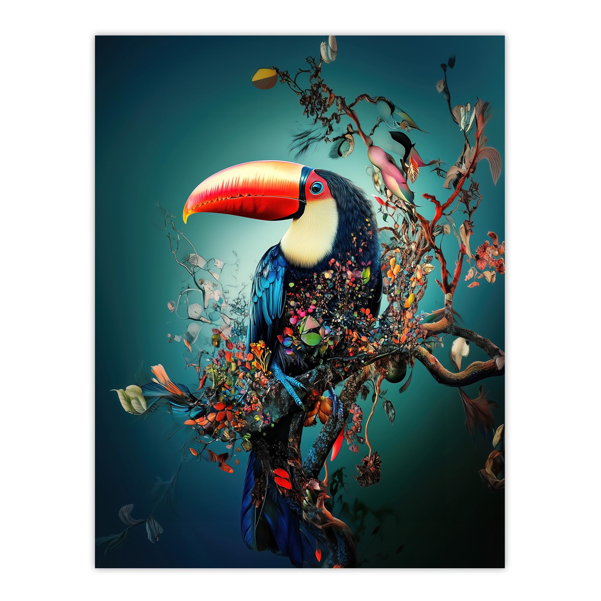 Artery8 Toucan Bird Flowering Tree Branch Surreal Fantasy Living Room Extra Large XL Wall Art Poster Print