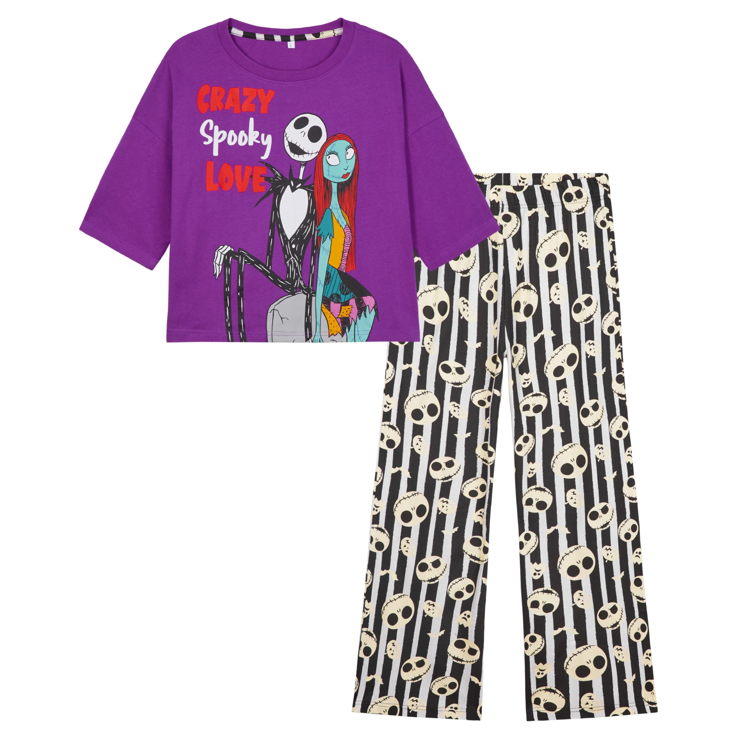 Disney Pigiama Donna - Pigiama Donna Cotone Lungo a Manica Corta S-XL Pigiami Due Pezzi - Regali Donna