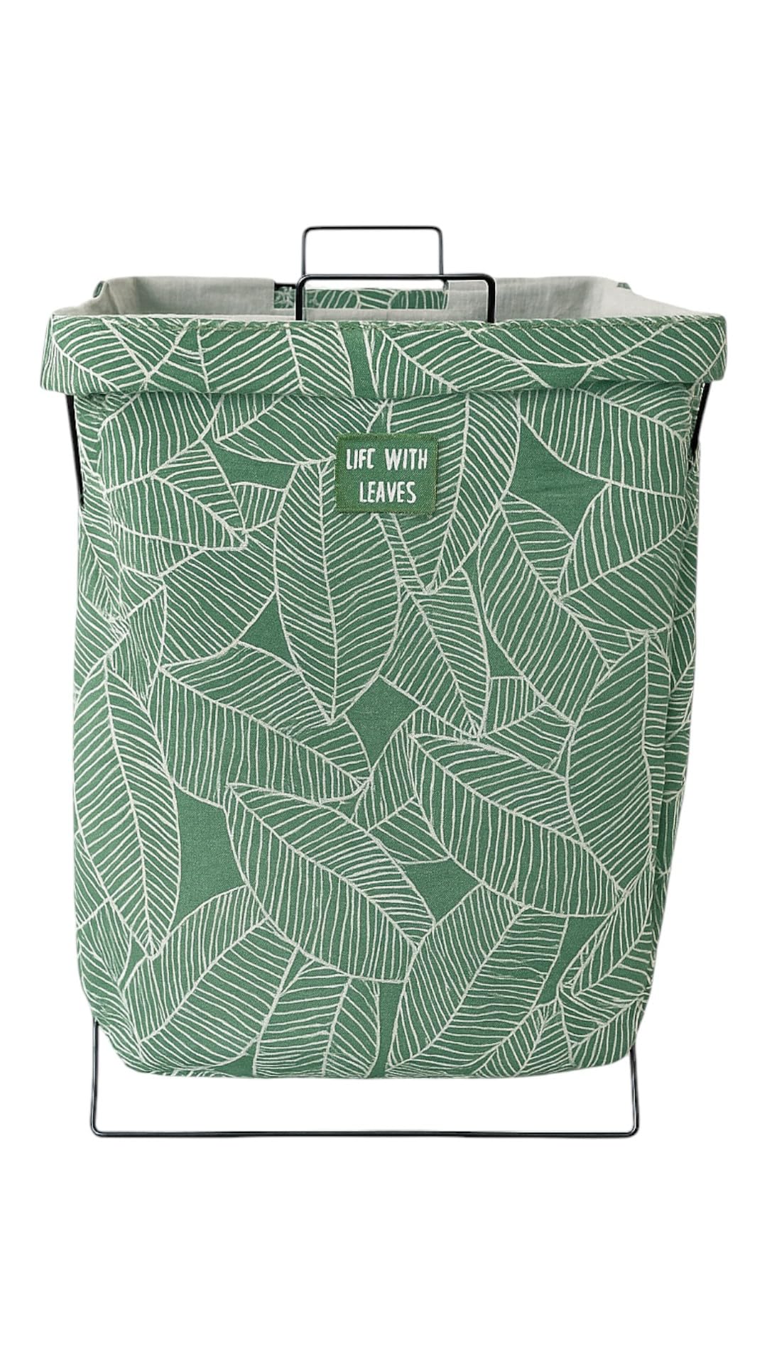 Amazônia Cesto Organizador Dobrável, Design Folhas Botânicas 60cm, Suporte para Roupa