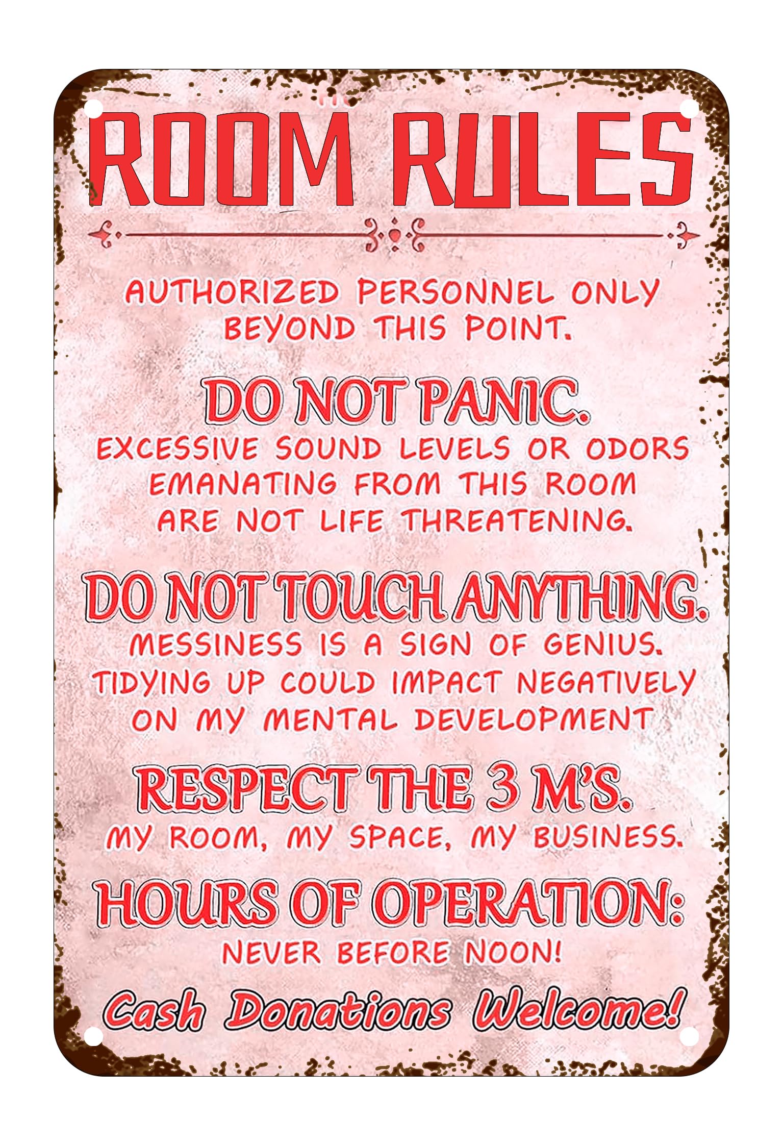 peiyeety Room Rule Sign Girl Room Decor Wall Door Decor Metal Tin Signs House Rules Tin Sign for Home Farmhouse Rustic Sign Indoor Outdoor 8x12inch