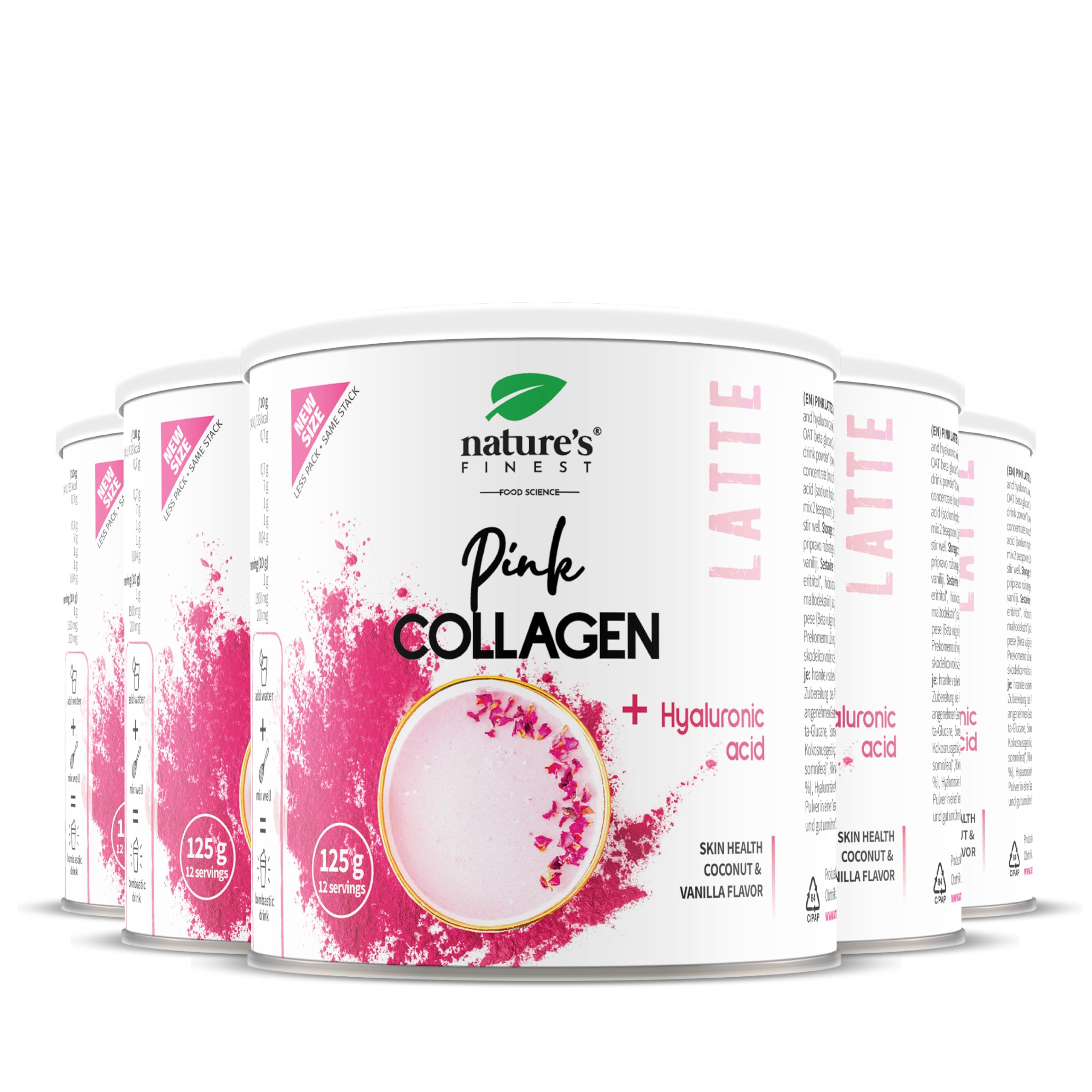 Nature's Finest by Nutrisslim Colágeno Pink Latte - Ácido Hialurónico y Biotina - Suplemento para Piel, Cabello y Uñas - Vainilla y Coco