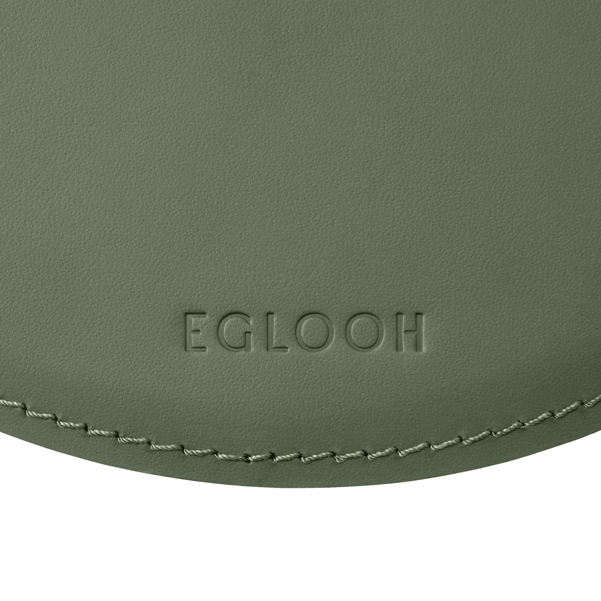 eglooh - Atlante - okrągła podkładka pod mysz z zielonej skóry - cm 23 x 23 cm - Podkładka pod mysz na biurko i biuro z ręcznie wykonanymi szwami i antypoślizgowym spodem - Wyprodukowano we Włoszech