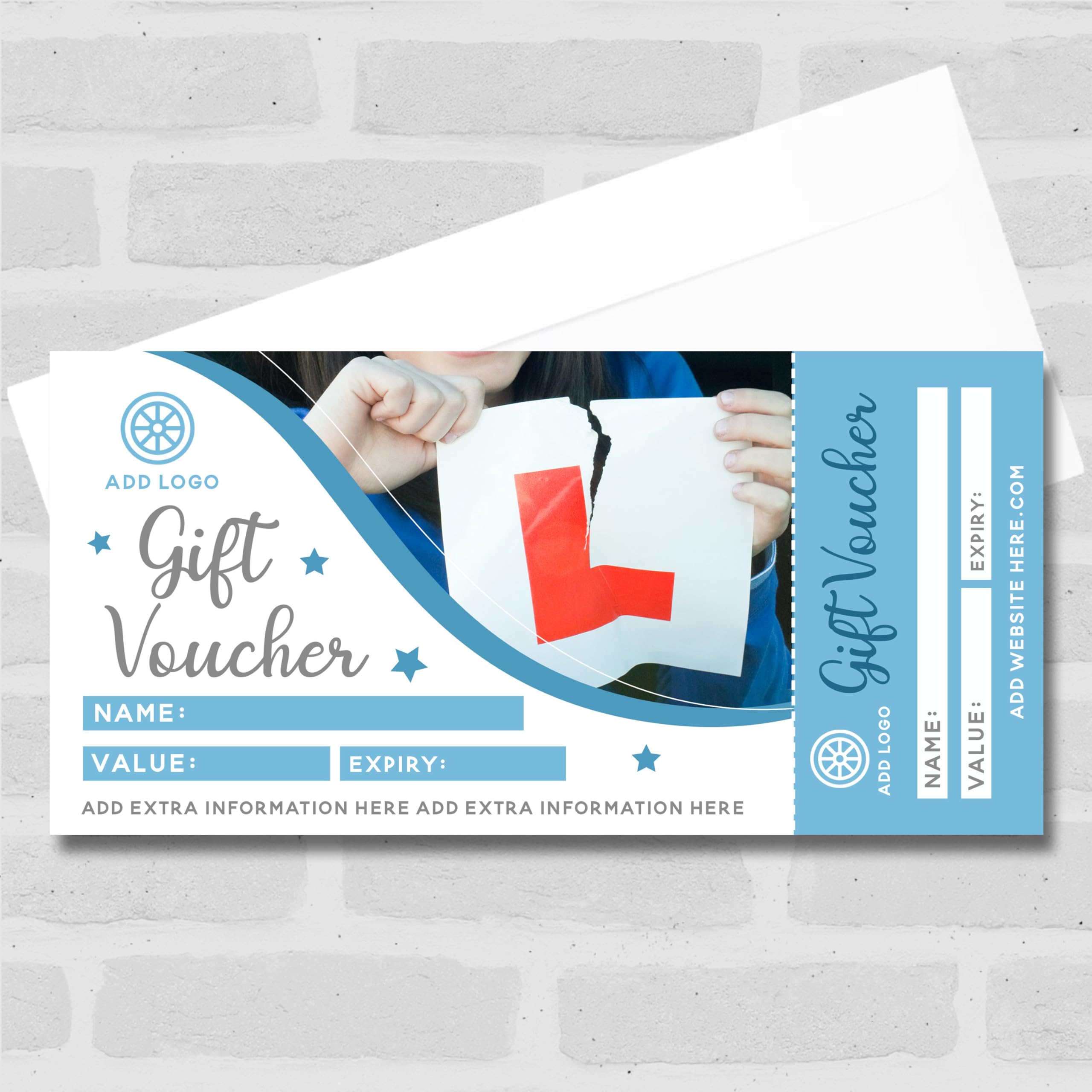 The Card Zoo Driving Lessons Driving Instructor School Test Blue Business Gift Voucher