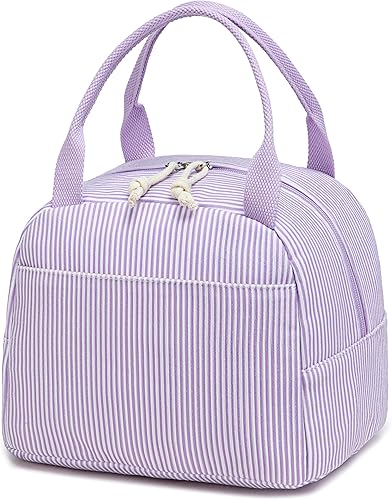 Vista 30 de Bluboon Bolsa de almuerzo para mujer, bonita bolsa de almuerzo de pana con correa para el hombro, reutilizable, aislada, gran capacidad
