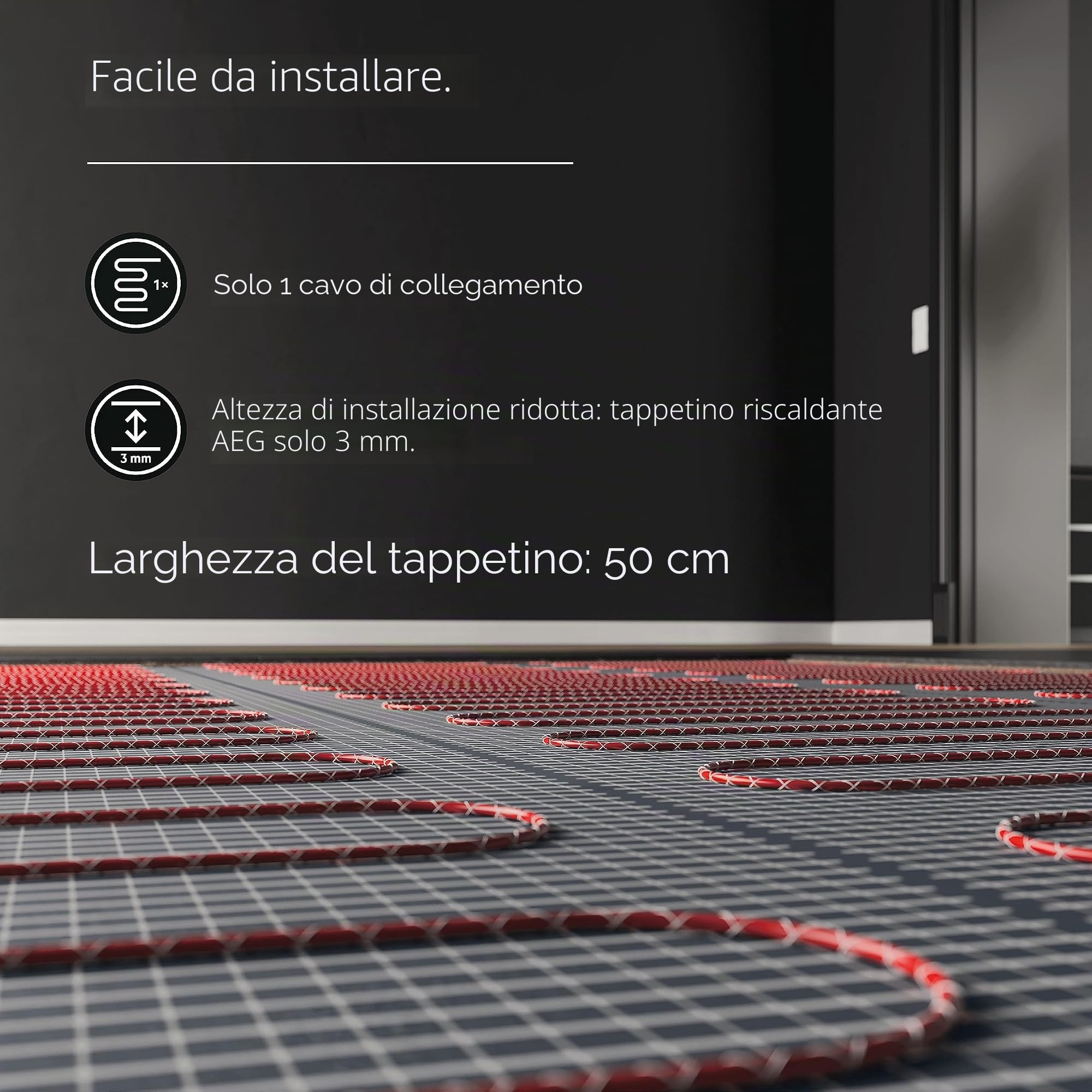 AEG Riscaldamento elettrico a pavimento, set completo 8 m², 160 W/m², base termica TBS TB 160/8 Set Plus, 205808