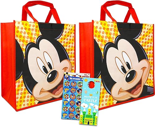 Paquete de 2 bolsas de mano de Mickey Mouse de Disney para mujeres y niños (juego de bolsa de asas de Mickey Mouse reutilizable)