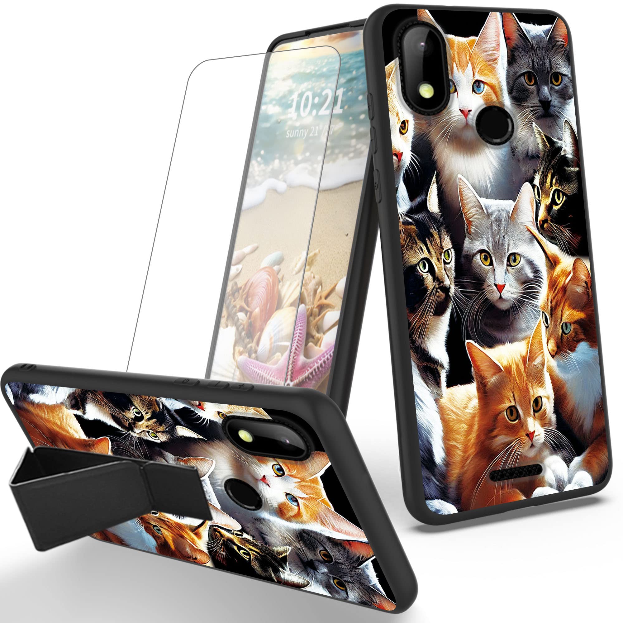 RYUITHDJP for Hot Pepper Chilaca Phone Case 6.5" Cute Cats Theme with Screen Protector Detachable Stand Phone Case for Hot Pepper Chilaca Case Soft TPU Stylish Protective Cover