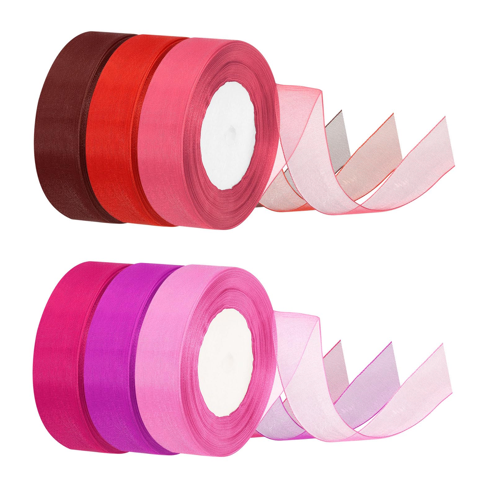 Rubans en organza pour emballage cadeau de luxe et nœuds décoratifs assortiment 6 pièces