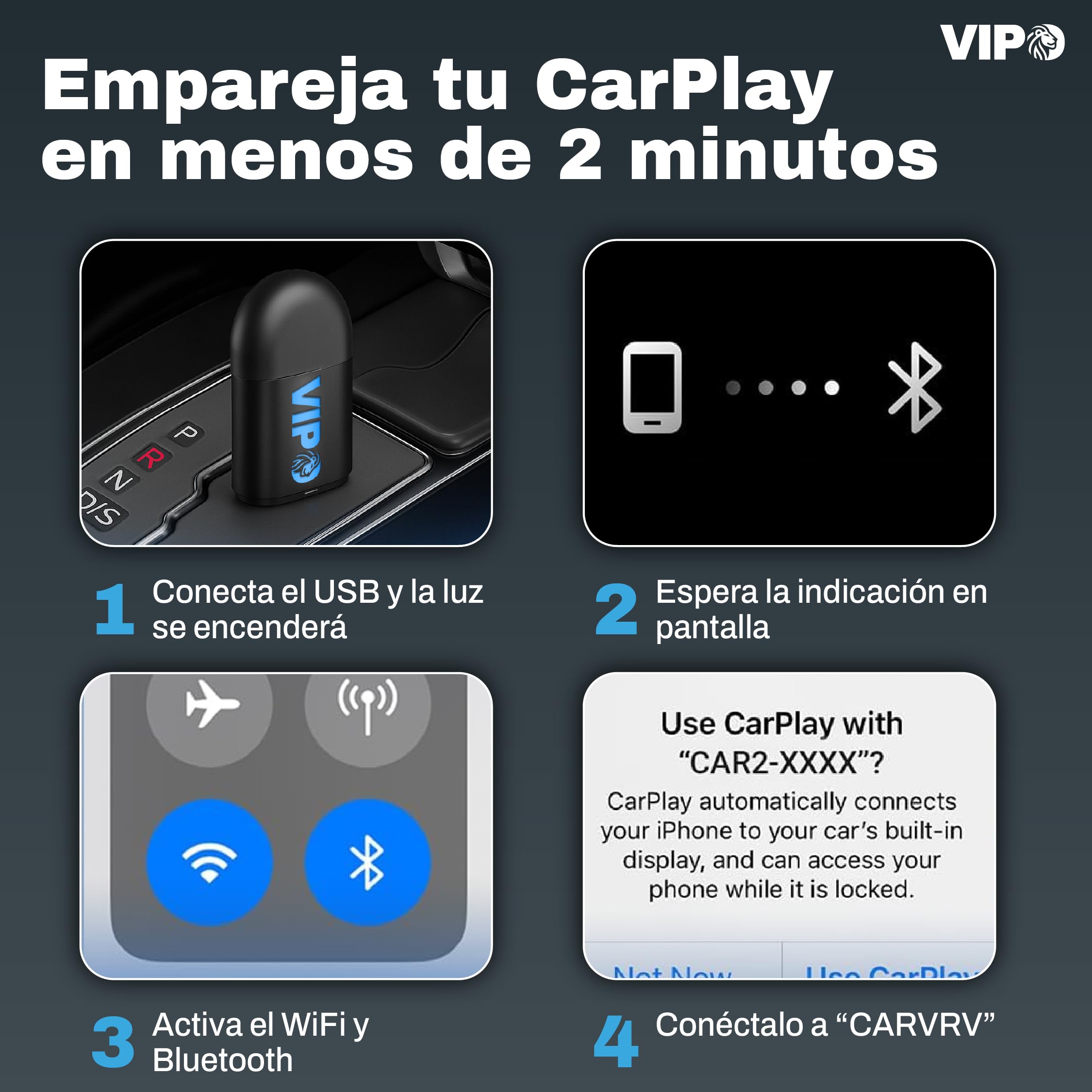 Adaptador CarPlay inalámbrico 2 en 1 USB + USB-C | Convierte CarPlay/Android Auto por Cable en Wireless | Compatible Apple & Android Auto | Plug & Play | Sin App, Sin Líos