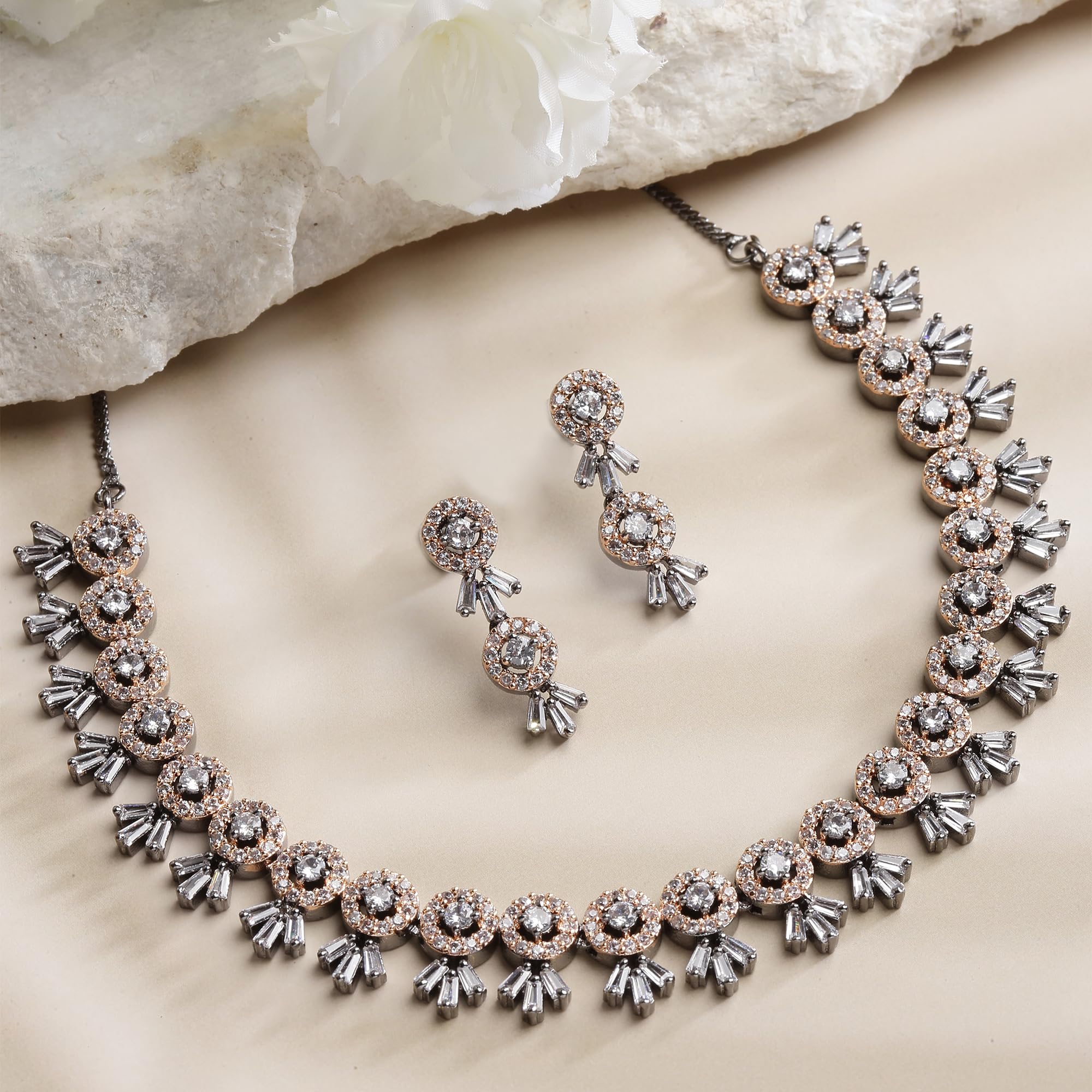 American Diamond Studded Necklace & Earring Set