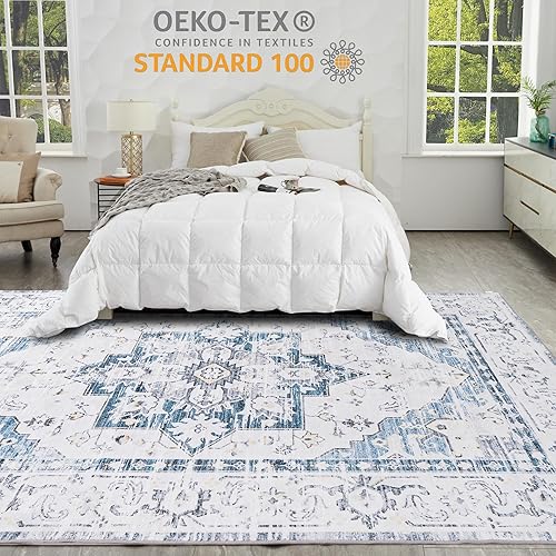 Miniatura 7 de Auemtyn Alfombra de área para sala de estar, alfombra lavable de 8 x 10 pies con respaldo antideslizante, alfombra de pelo bajo para dormitorio,