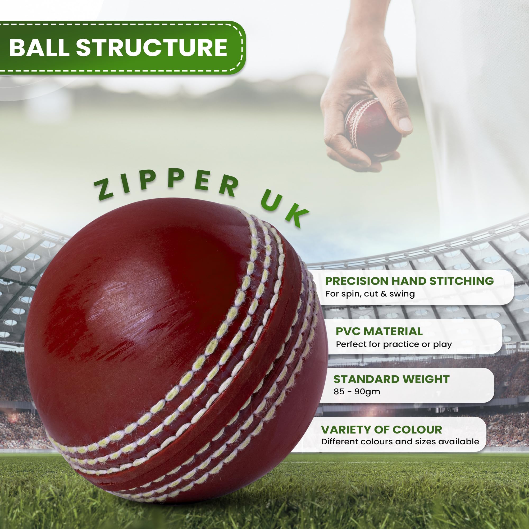Cricket Ball for Practice and Matches Play Seam Swing Bounce Junior Senior