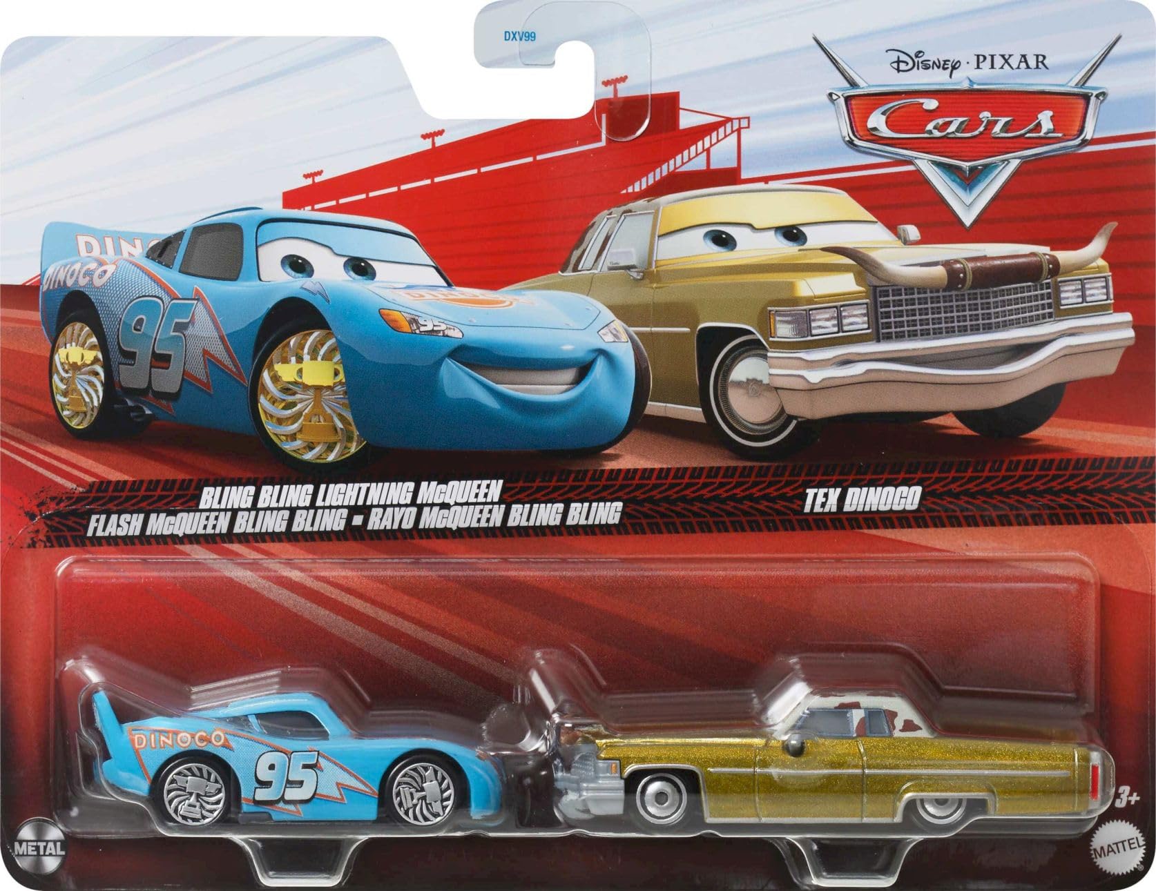 Carros Disney Pixar Cars Pack 2 - McQueen Bling Bling e Tex Dinoco