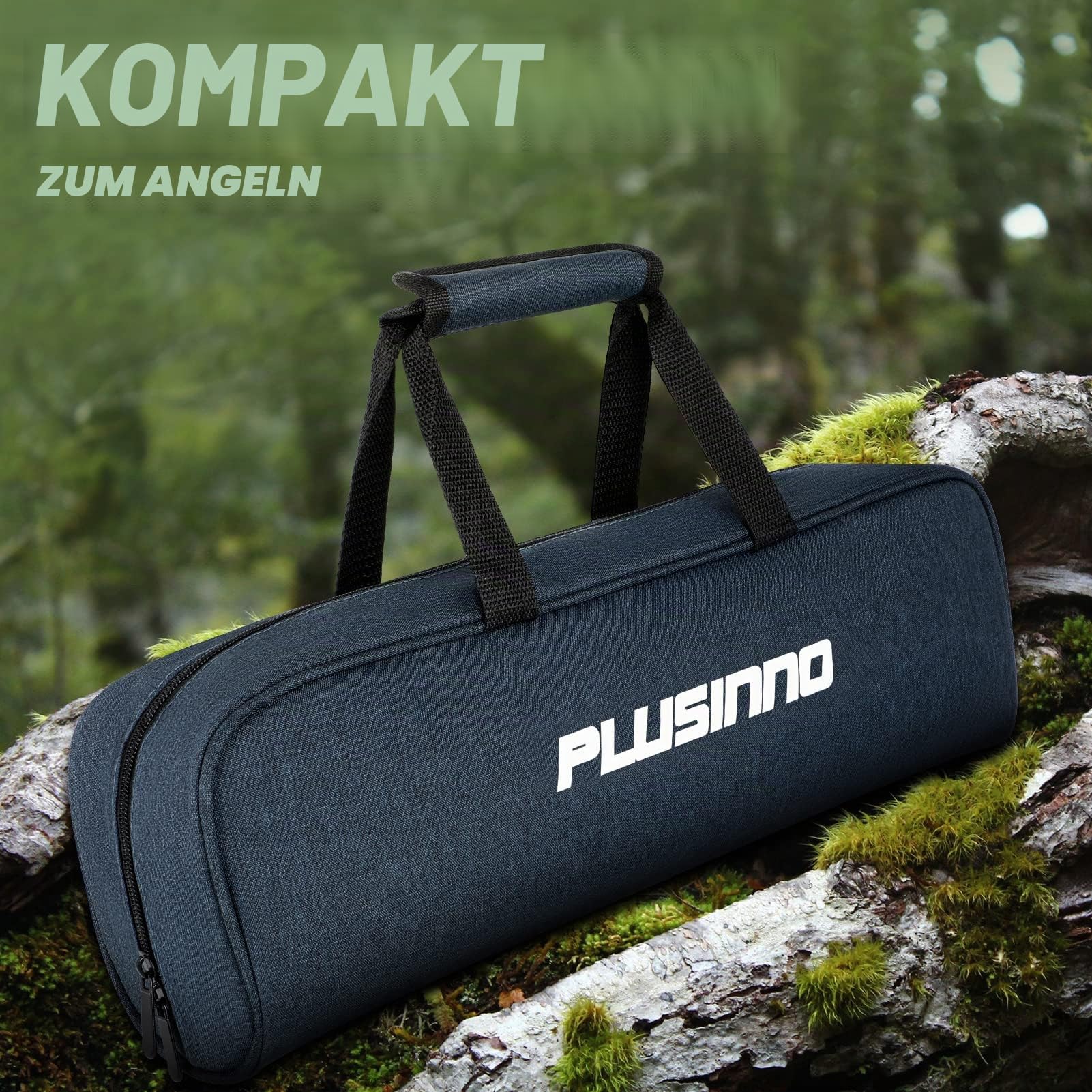 PLUSINNO Angelruten- und Rollen-Kombinationen, Teleskop-Angelrute aus Carbonfaser mit Rolle, Kombi-Set für Meeres-, Salzwasser- und Süßwasserfischen