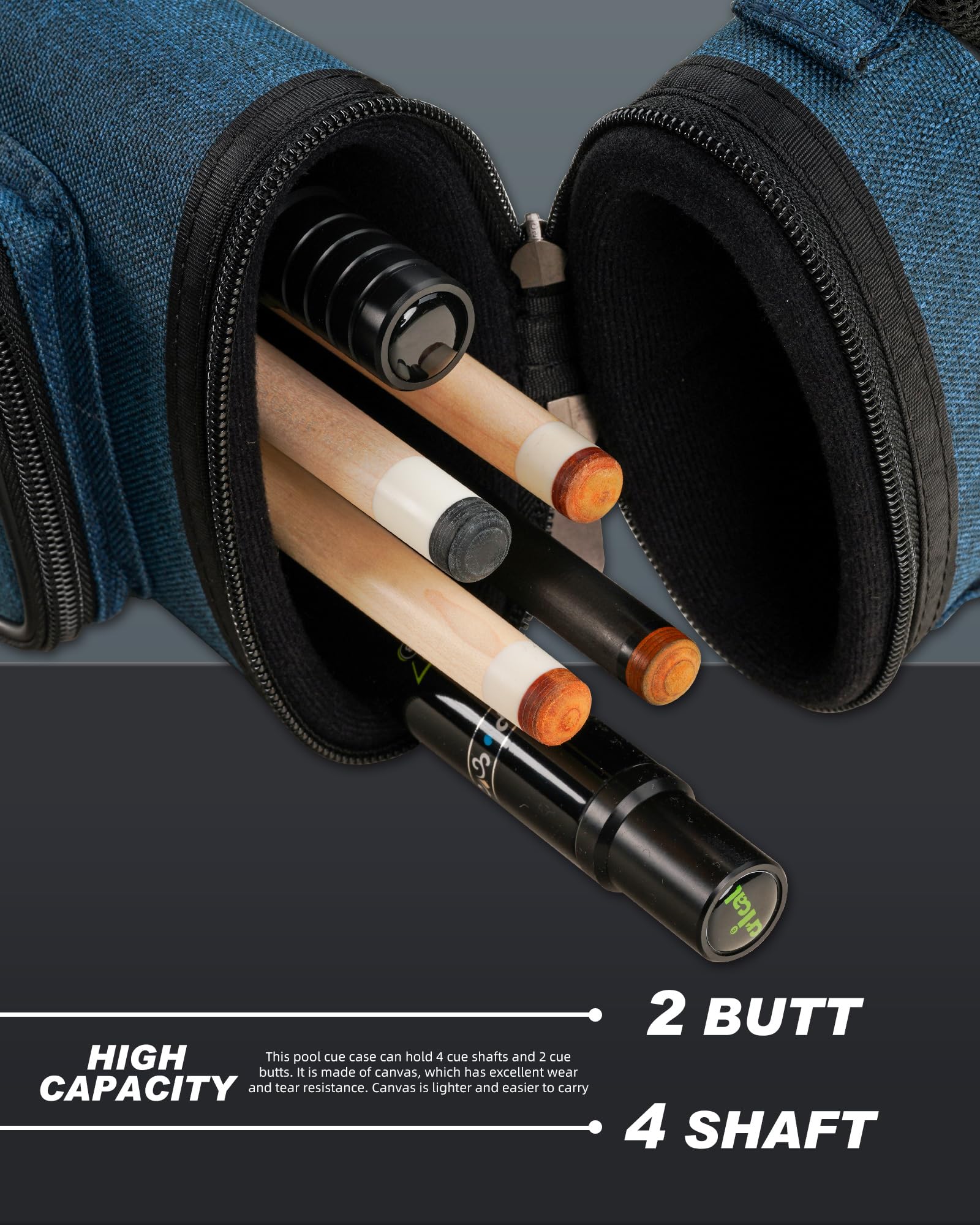 CRICAL Pool Cue Case 2x4 Hard Pool Stick Case Holds 2 Butts