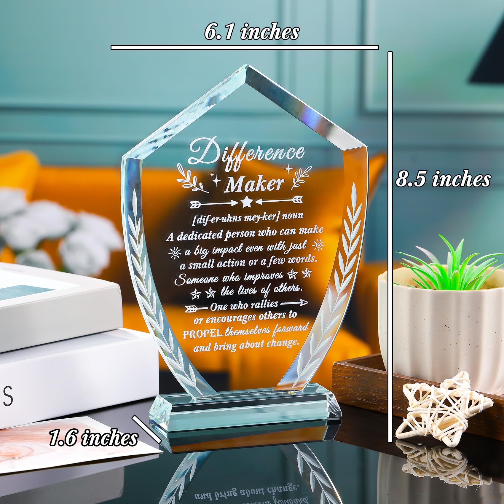 Difference Maker Gifts – Targa con definizione in cristallo incisa al laser, regalo ispiratore, decorazione da scrivania per insegnanti, infermiere, mentori, capo, ricordo di apprezzamento per la
