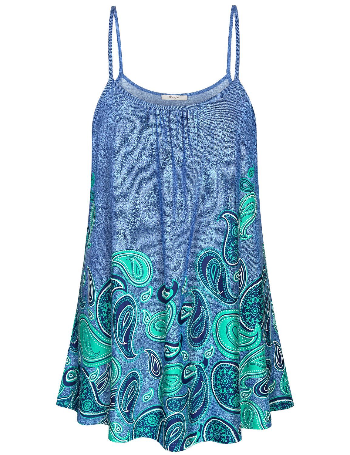 Cestyle Women's Summer Printed Tops Loose Fit Spaghetti Strap Camisoles Tunic Tank