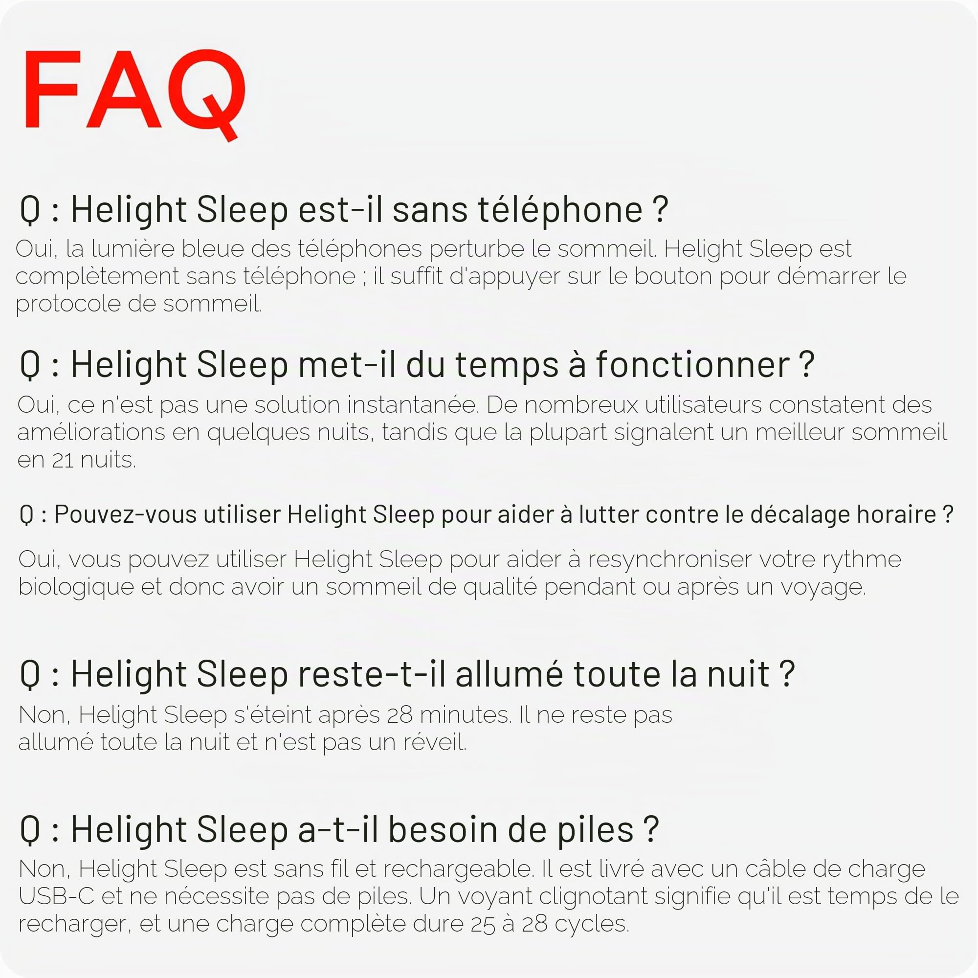 Helight Dispositif de sommeil de thérapie par lumière rouge – Lampe de sommeil à lumière rouge pure 630 nm pour soutenir la relaxation profonde – Lampe de repos soutenue par la science pour les