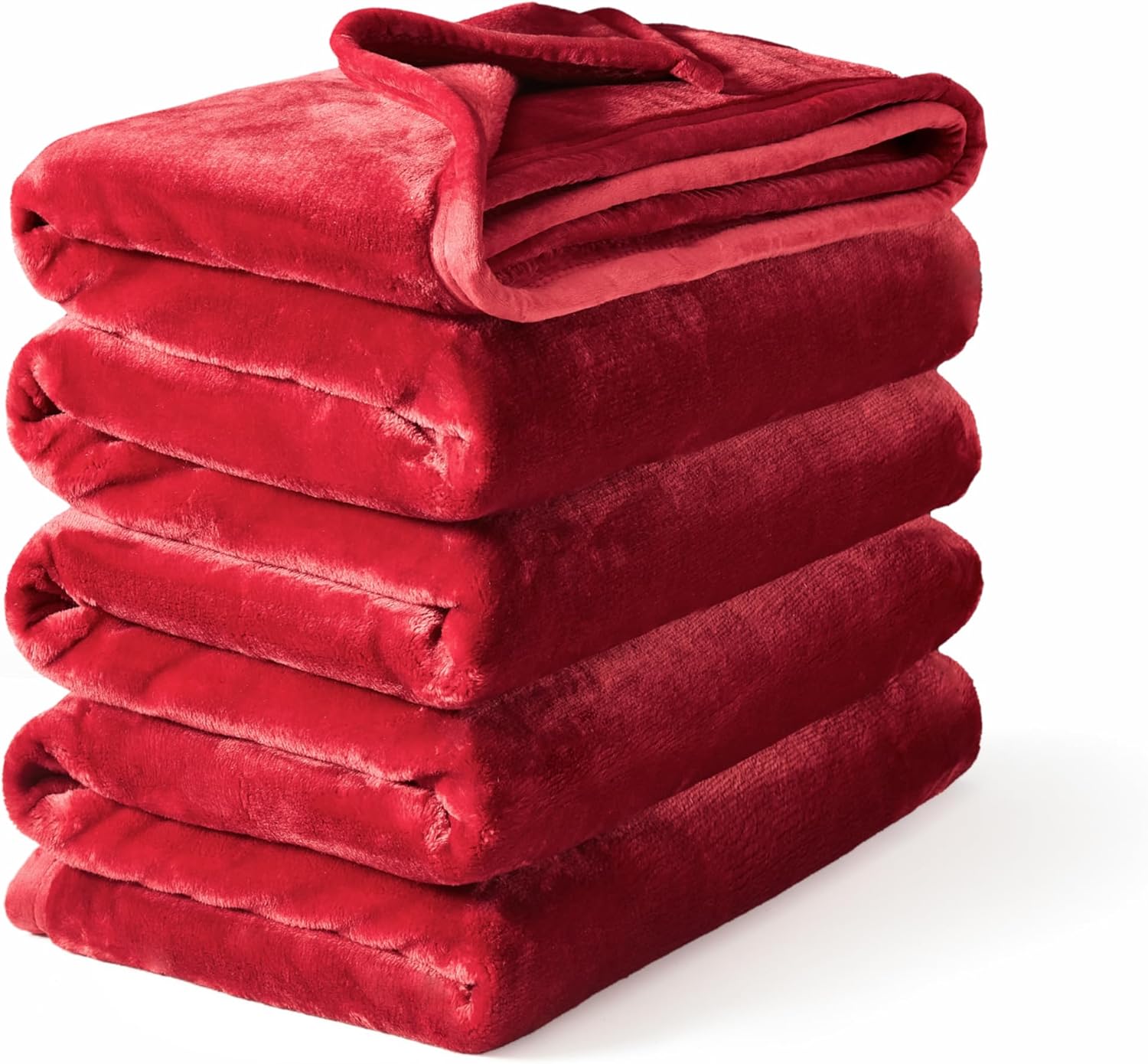 Mellowdy Extra Thick Hearty Plush Flannel Blanket (Rumba Red, 90x90) - 500GSM King Size Warm Blanket for Winter, Fall | Soft, Fluffy, Cuddly, Perfect for Bed, Oversized Throw for Couch, Sofa 90x90 Rumba Red