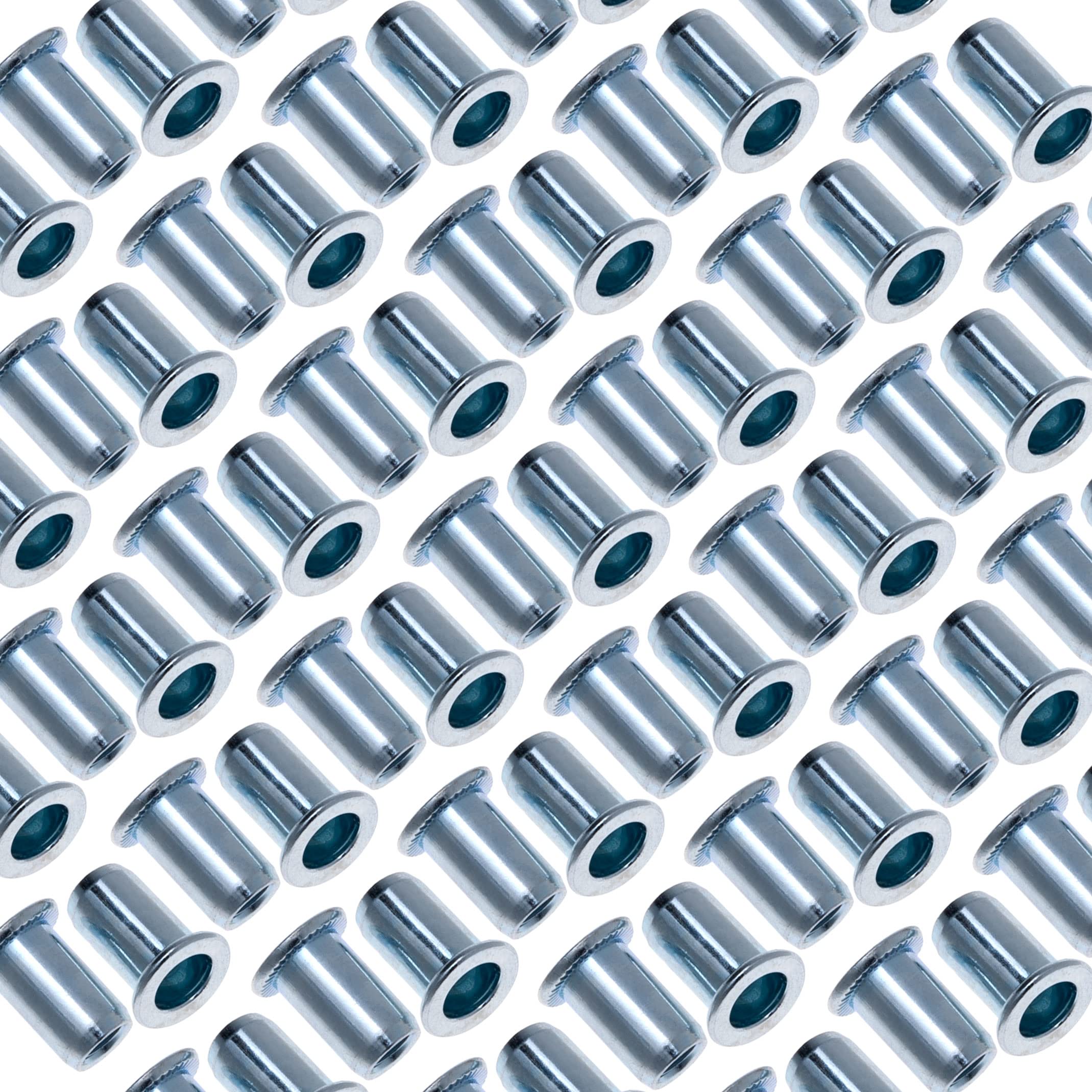 M5 Dadi per rivetti ciechi aperto a corpo tondo con gambo cilindrico a testa Cupola, inserto filettato da 5mm, dado rivettato in acciaio zincato, rivetto per acciaio, lega, rame, plastica (5 pcs.)