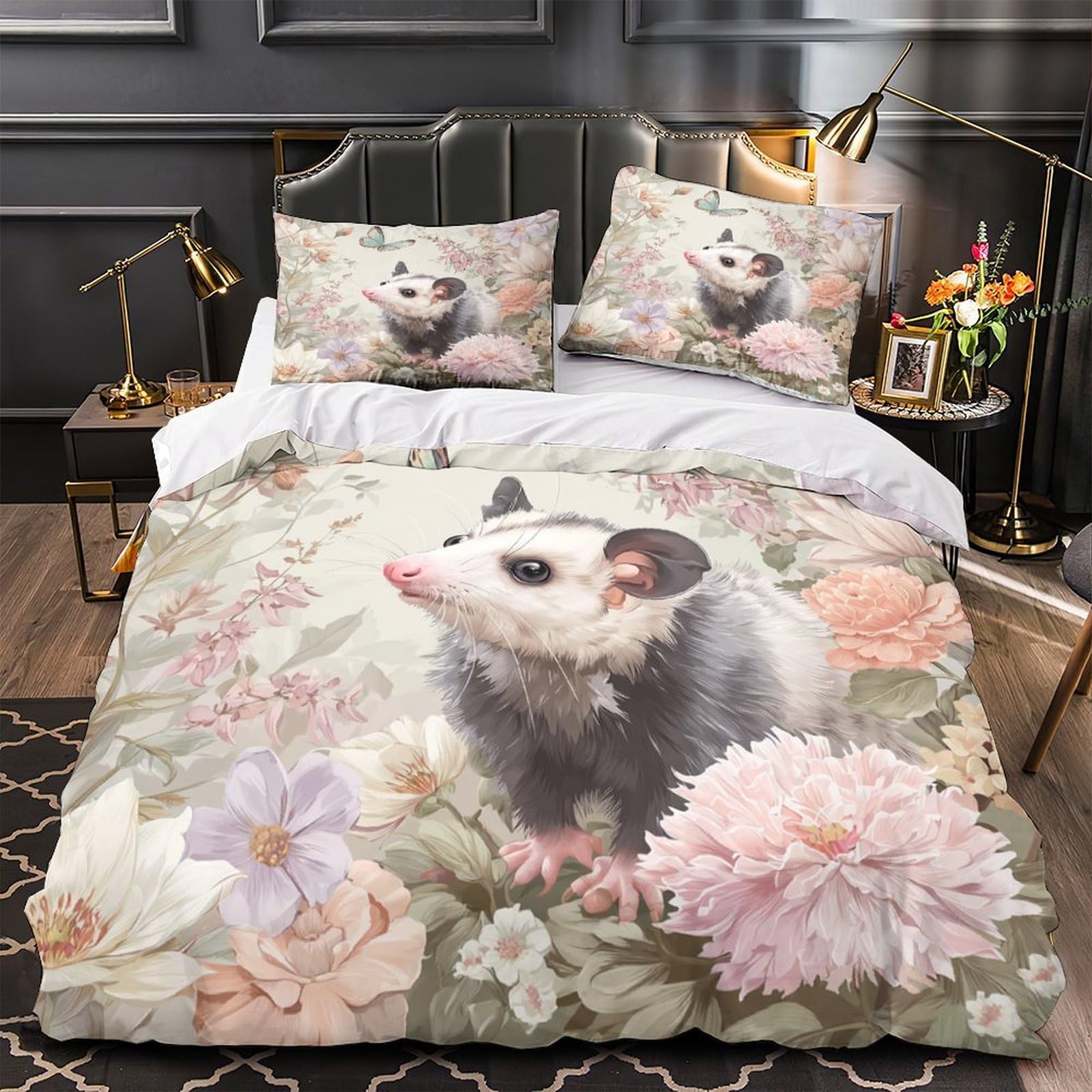 Housse de couette opossum 135x200 parure de lit enfant en microfibre